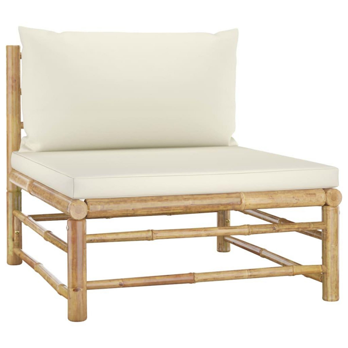 VIDAXL Salon de jardin 3 pcs avec coussins blanc creme bambou