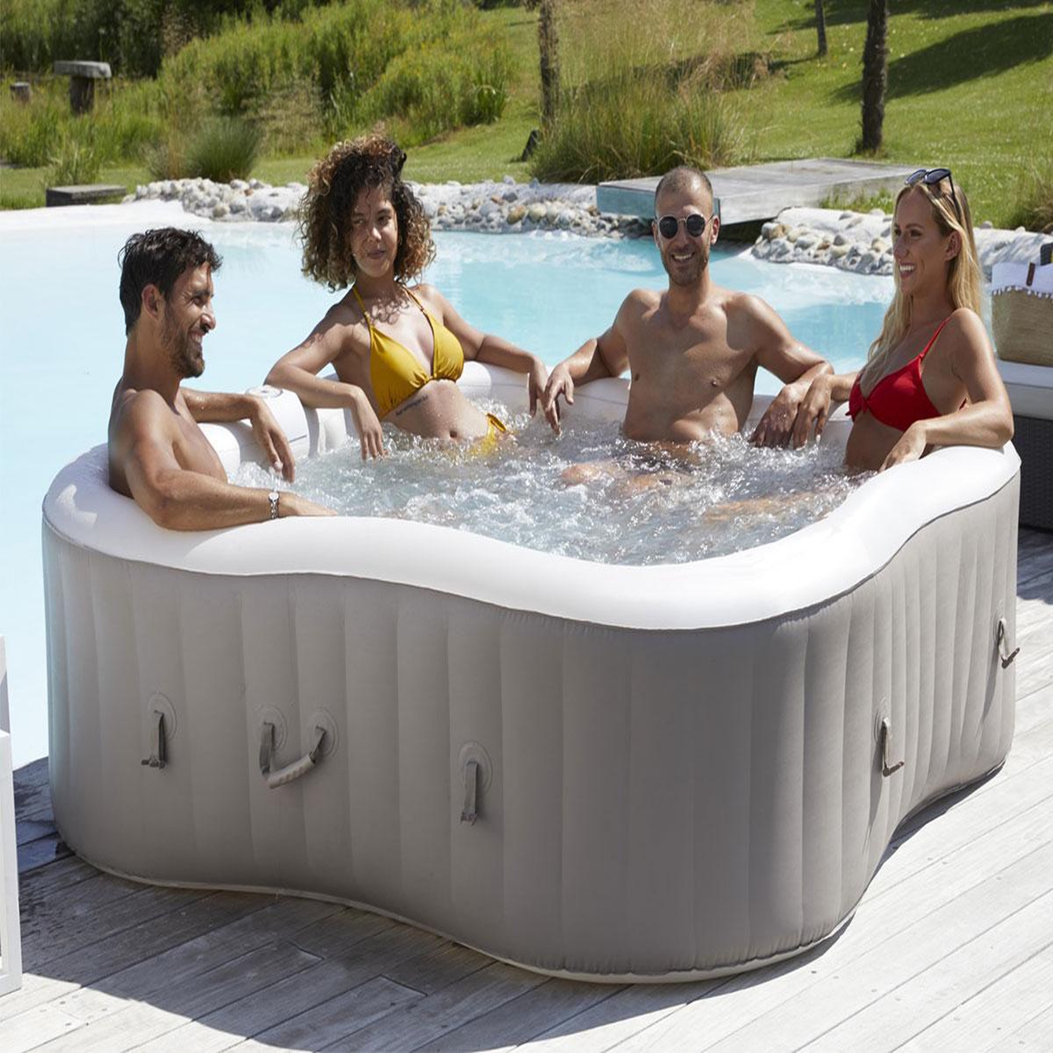 Voir la diapositive 2 : INFINITE SPA Spa gonflable élite plus trèfle bulles 4 places + accessoires offerts - infinite spa