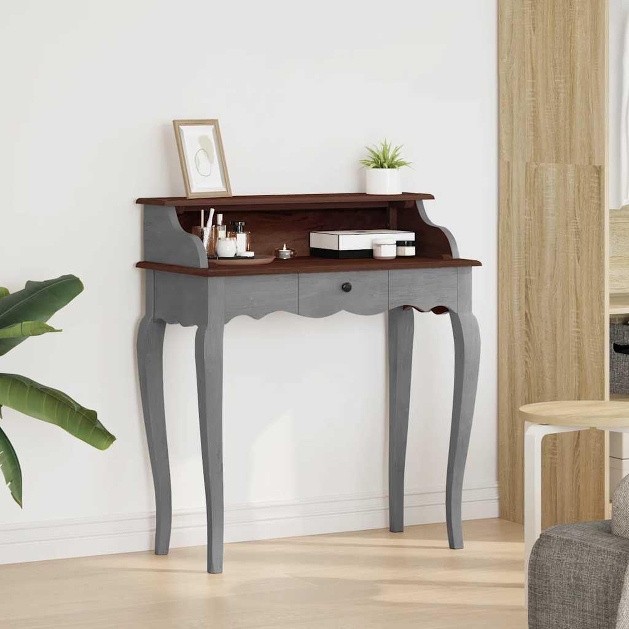 Voir la diapositive 3 : VIDAXL Bureau d'ecriture bois d'acajou massif 80x40x92 cm