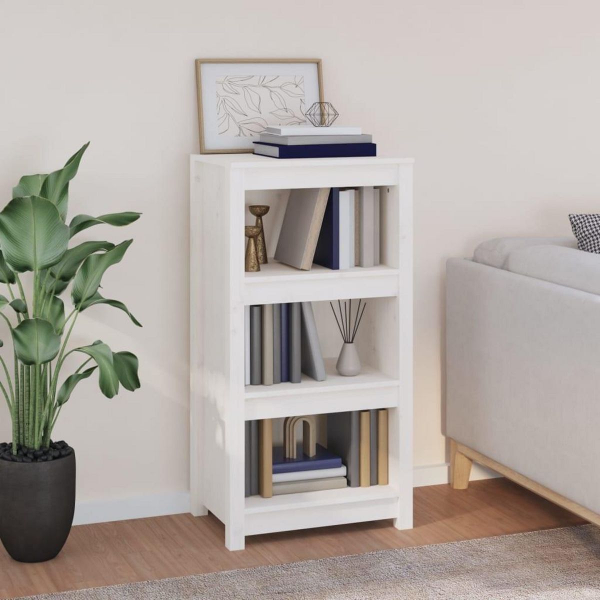 VIDAXL Bibliotheque Blanc 50x35x97 cm Bois de pin massif