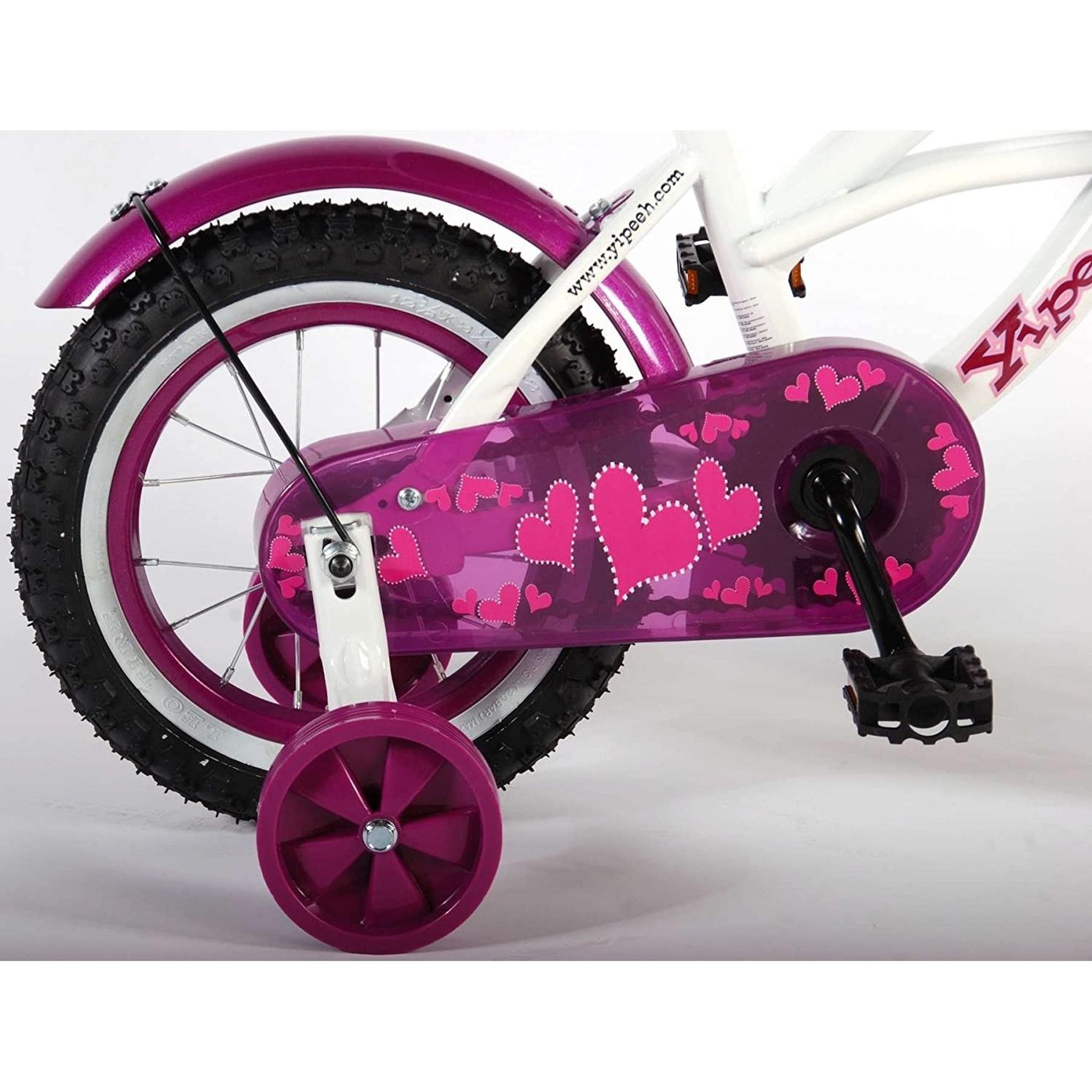 Voir la diapositive 3 : VOLARE Vélo enfant Heart Cruiser 12 pouces blanc violet