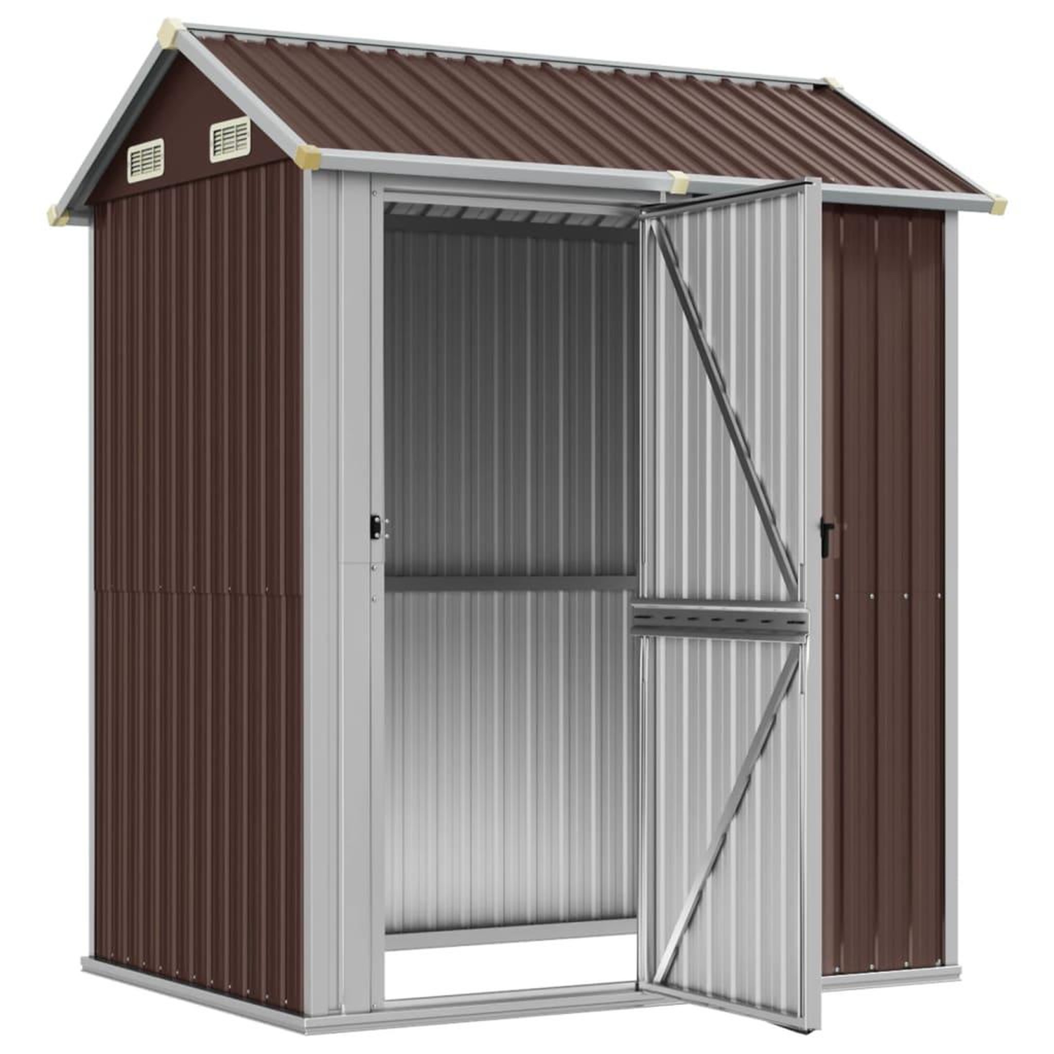 Voir la diapositive 3 : VIDAXL Abri de jardin marron 192x152,5x237 cm acier galvanise