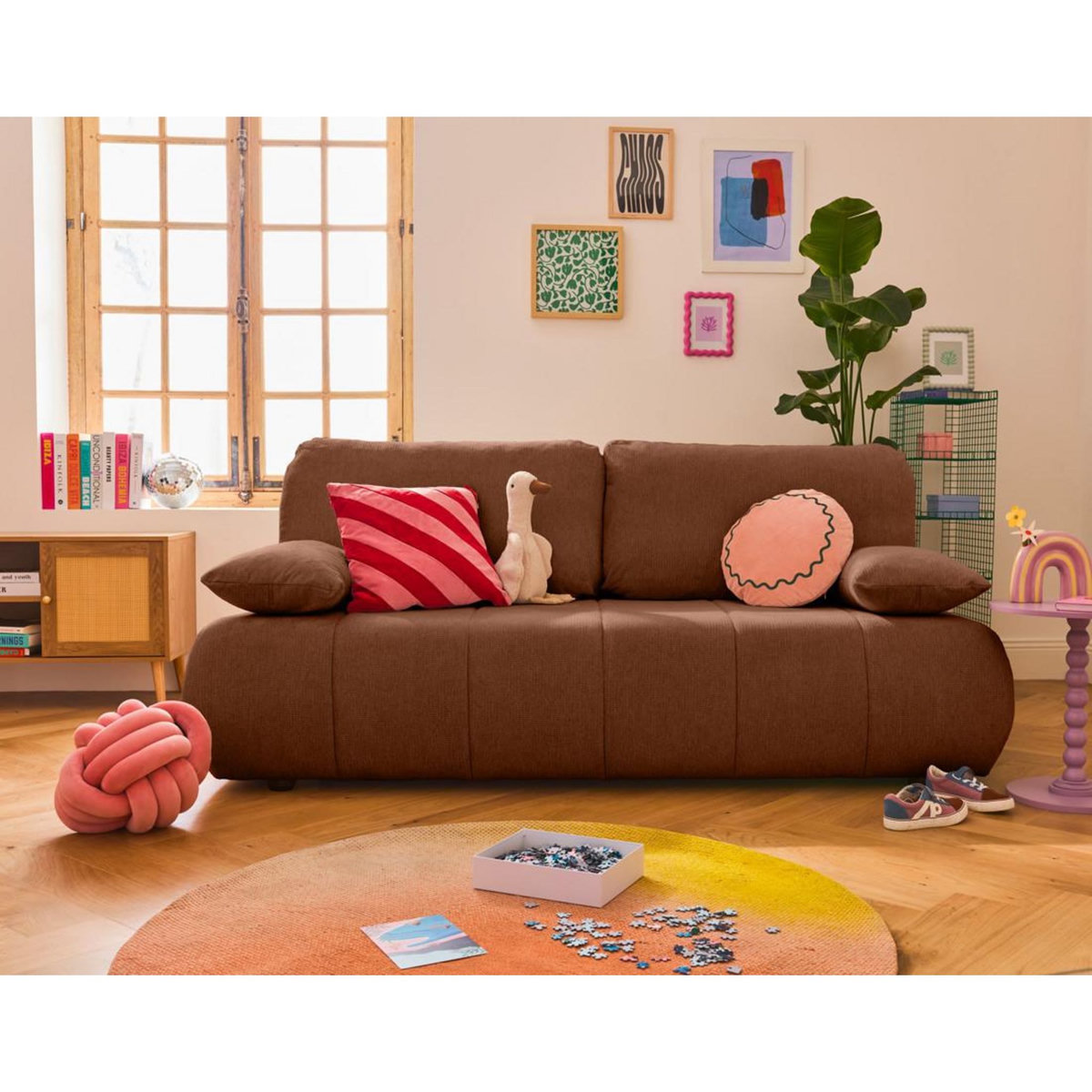 BEST MOBILIER Harper - canapé 3 places convertible avec coffre en tissu texturé