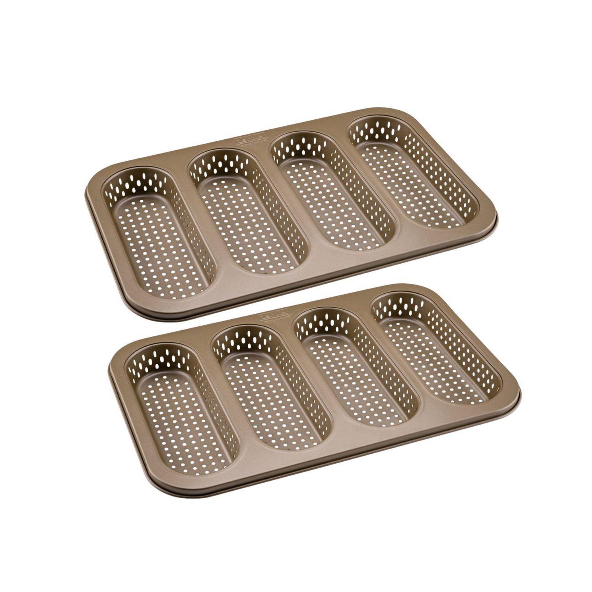 ZENKER Lot de 2 moules à gâteaux 33,5/22/3 cm en acier zenker mojave gold