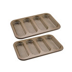 ZENKER Ensemble de 2 Moules à pain perforé 4 mini baguettes 33 x 22 cm Zenker Mojave Gold