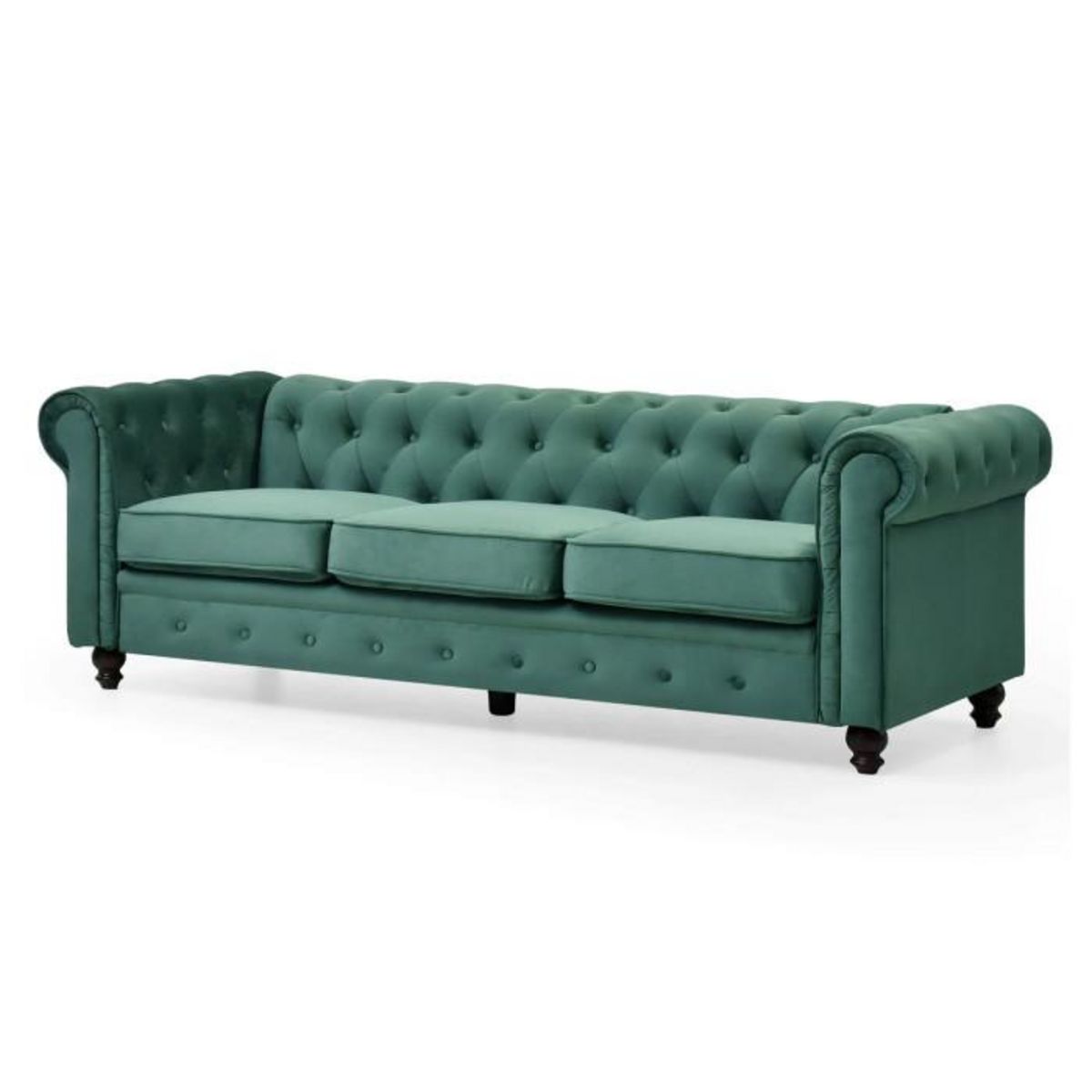 Paris Prix Canapé 3 Places Velours  Chesterfield  209cm Vert