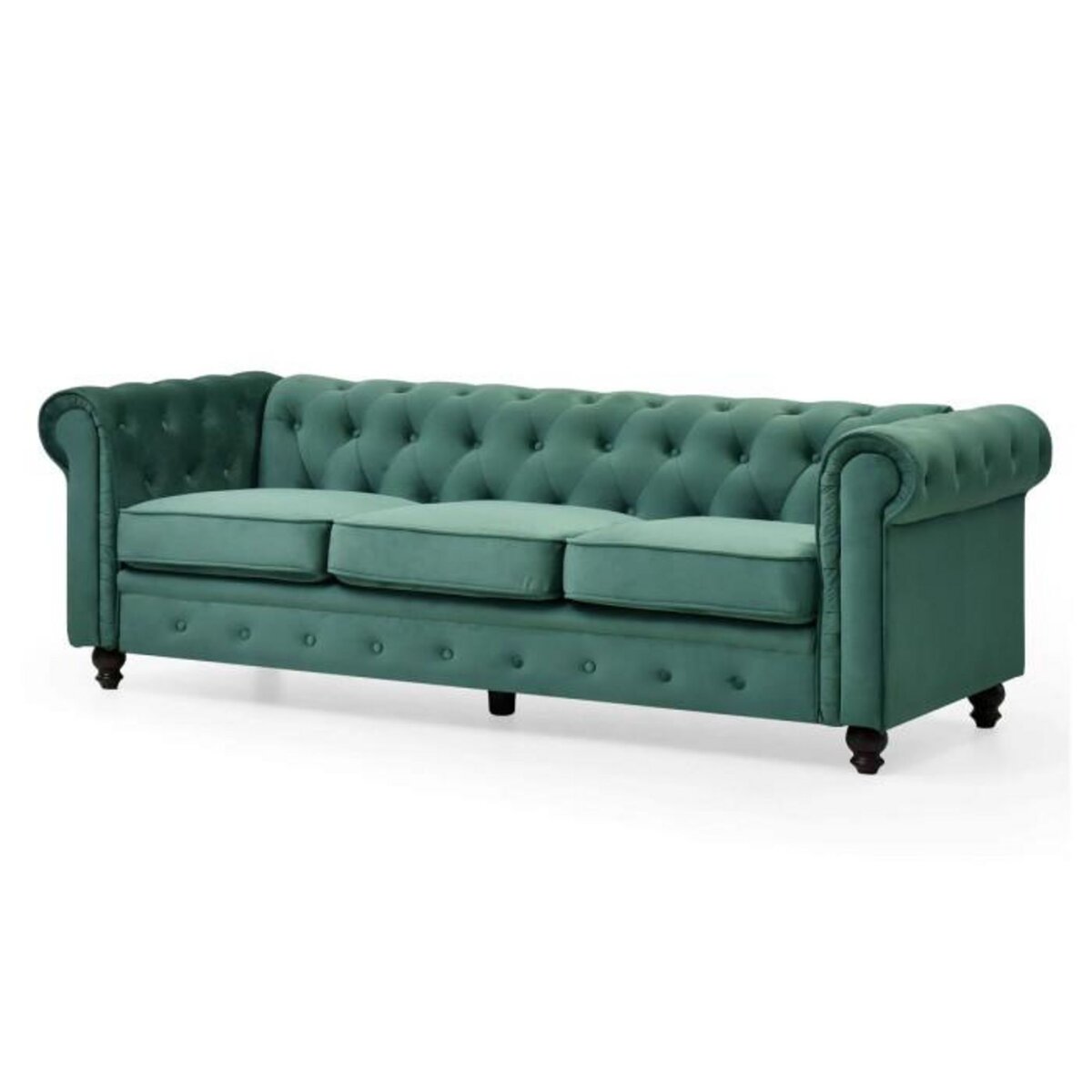 Paris Prix Canapé 3 Places Velours  Chesterfield  209cm Vert