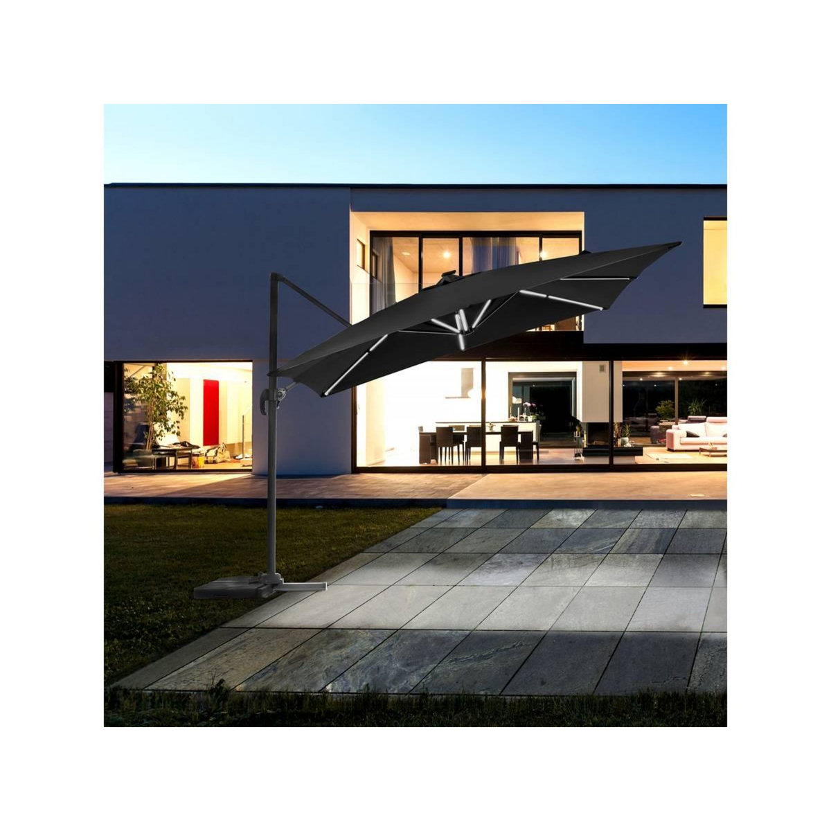 Habitat et Jardin Parasol jardin déporté LED Alu  Sun 4 Luxe  - Rectangle - 3 x 4 m - Dalles à lester incluses