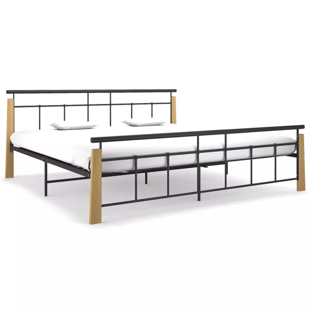 VIDAXL Cadre de lit Metal et bois de chene massif 200x200 cm