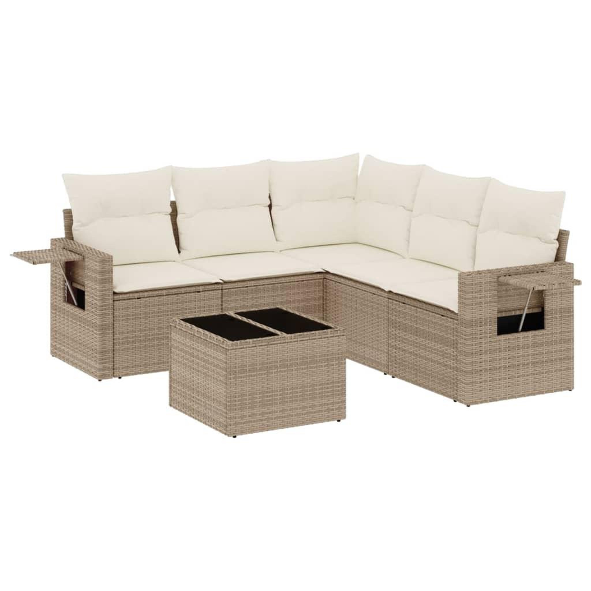 Voir la diapositive 2 : VIDAXL Salon de jardin avec coussins 6 pcs beige resine tressee