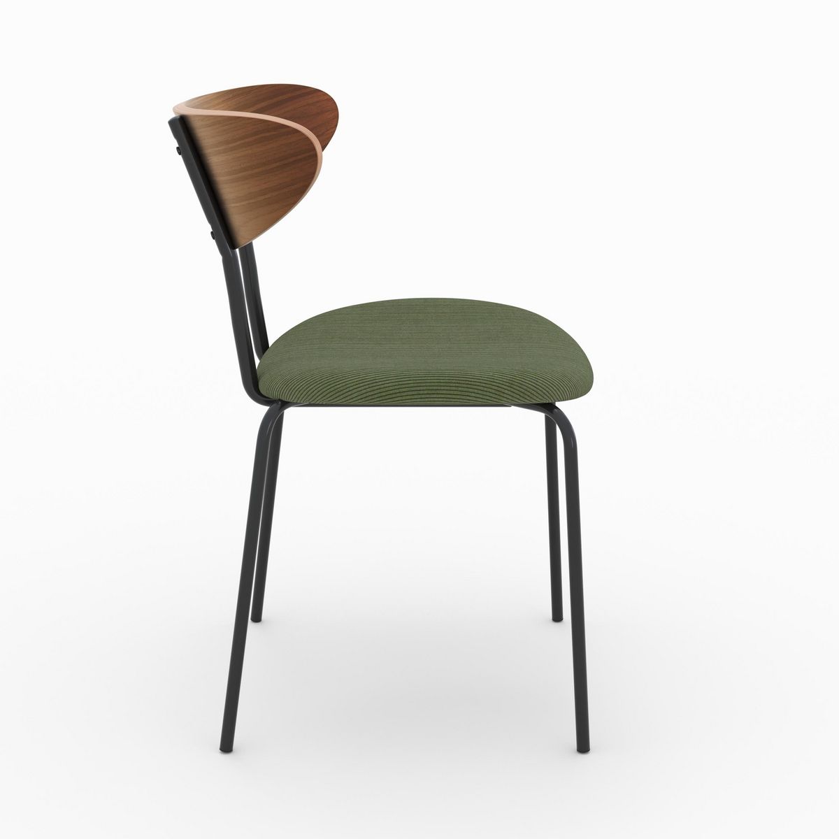 Rendez vous déco Lot de 2 chaises en velours côtelé vert kaki et dossier en noyer - Jade