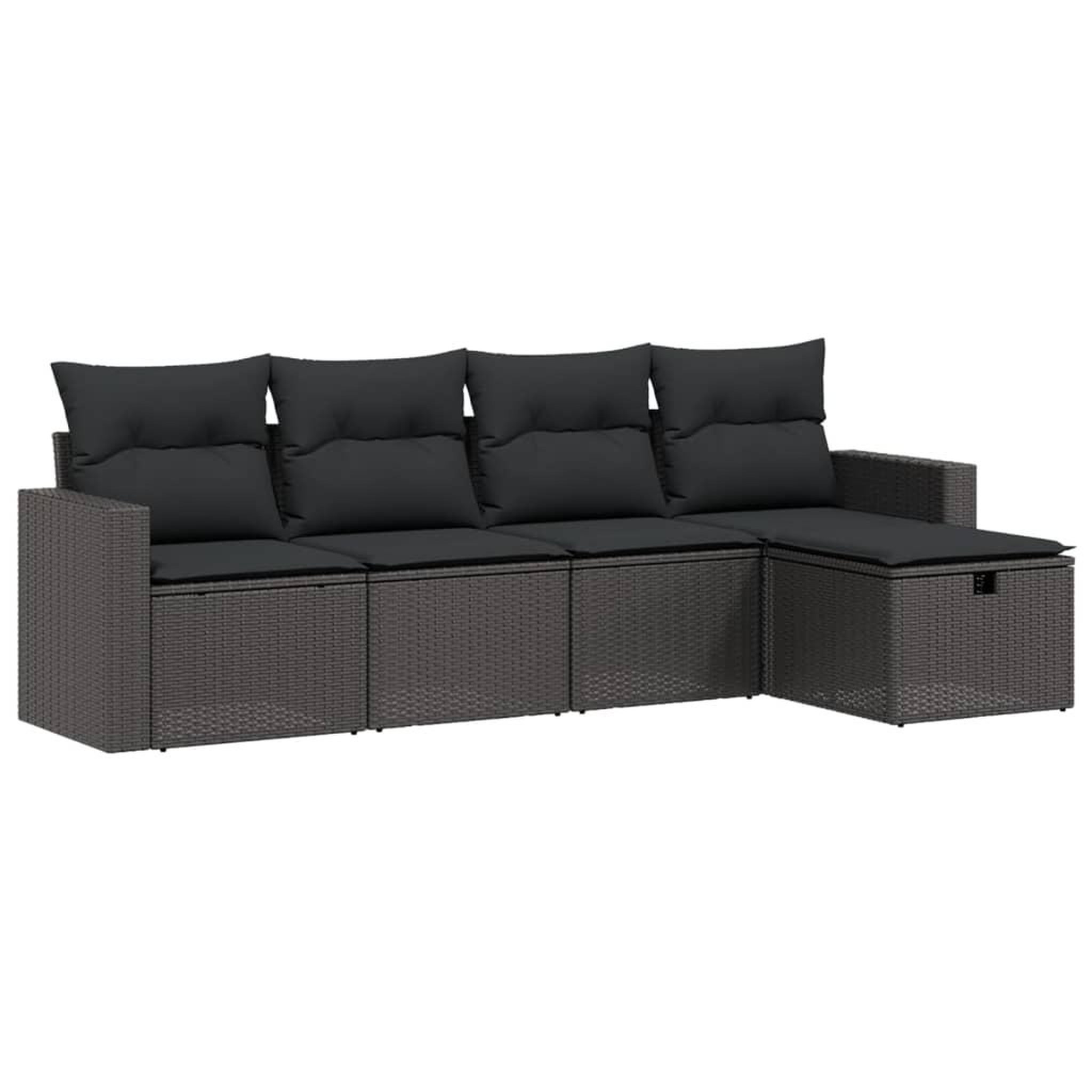 Voir la diapositive 2 : VIDAXL Salon de jardin 5 pcs avec coussins noir resine tressee