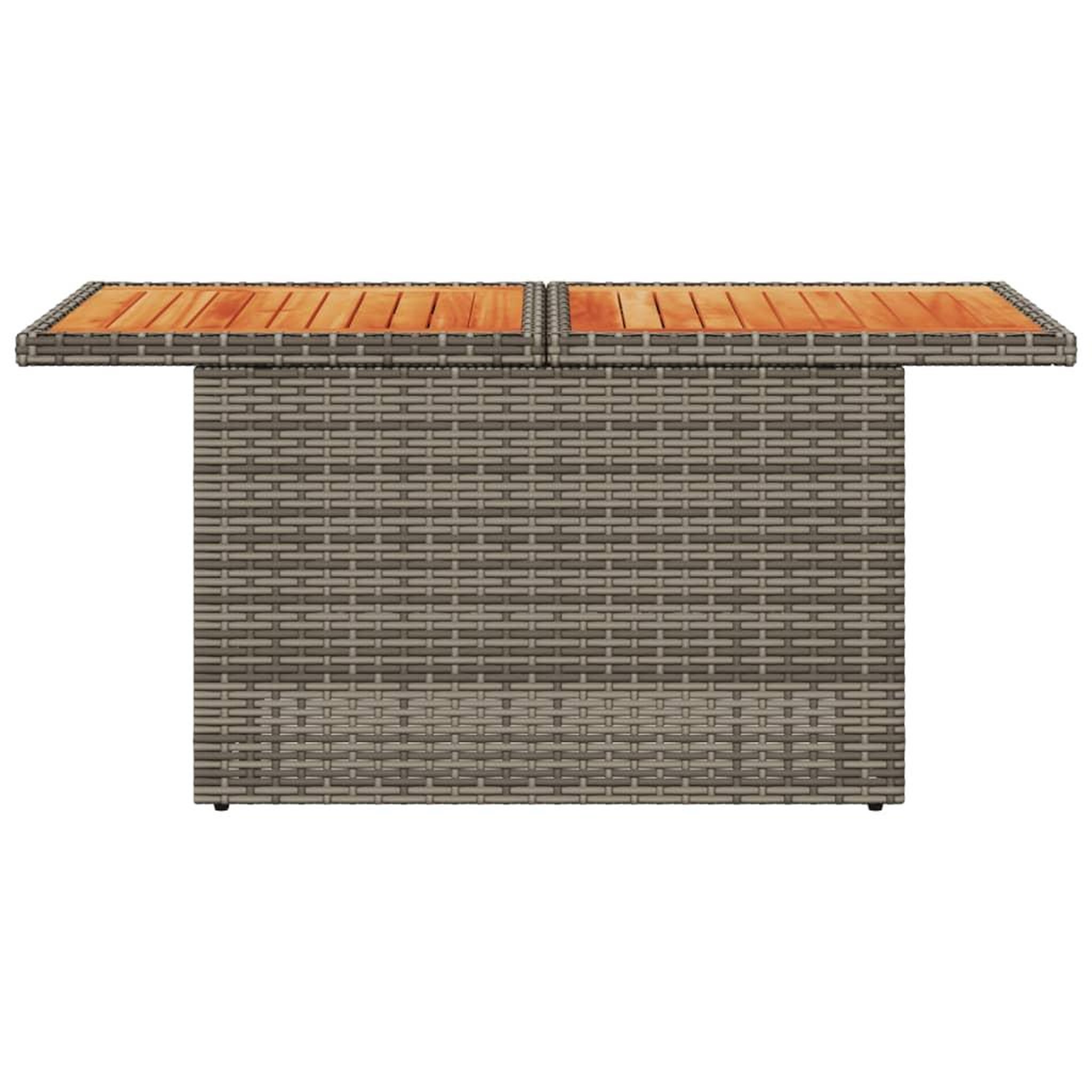 Voir la diapositive 5 : VIDAXL Table de jardin gris 100x55x73 cm resine tressee et bois acacia