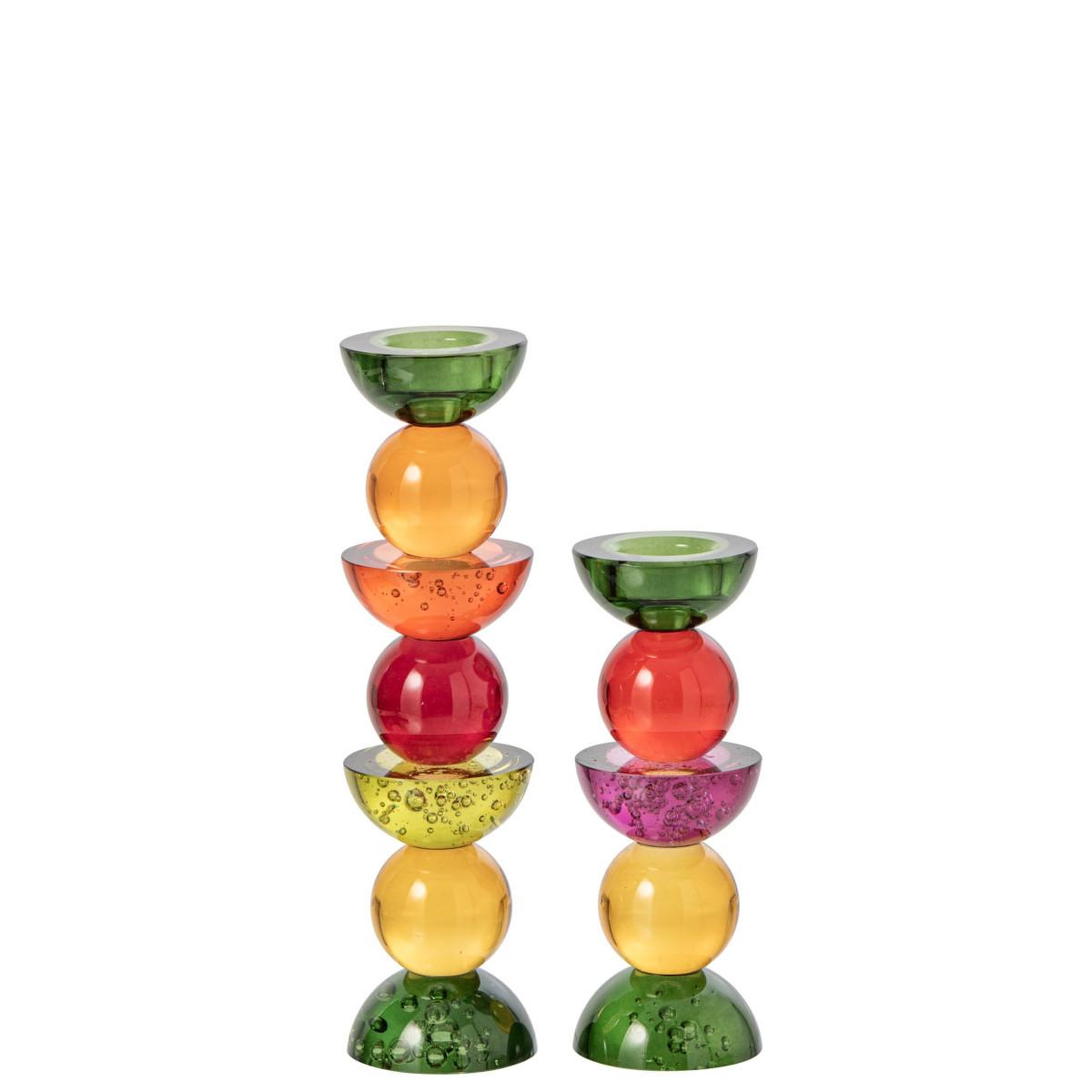 Voir la diapositive 3 : J-LINE Bougeoir Design en Verre  Yannis  21cm Multicolore