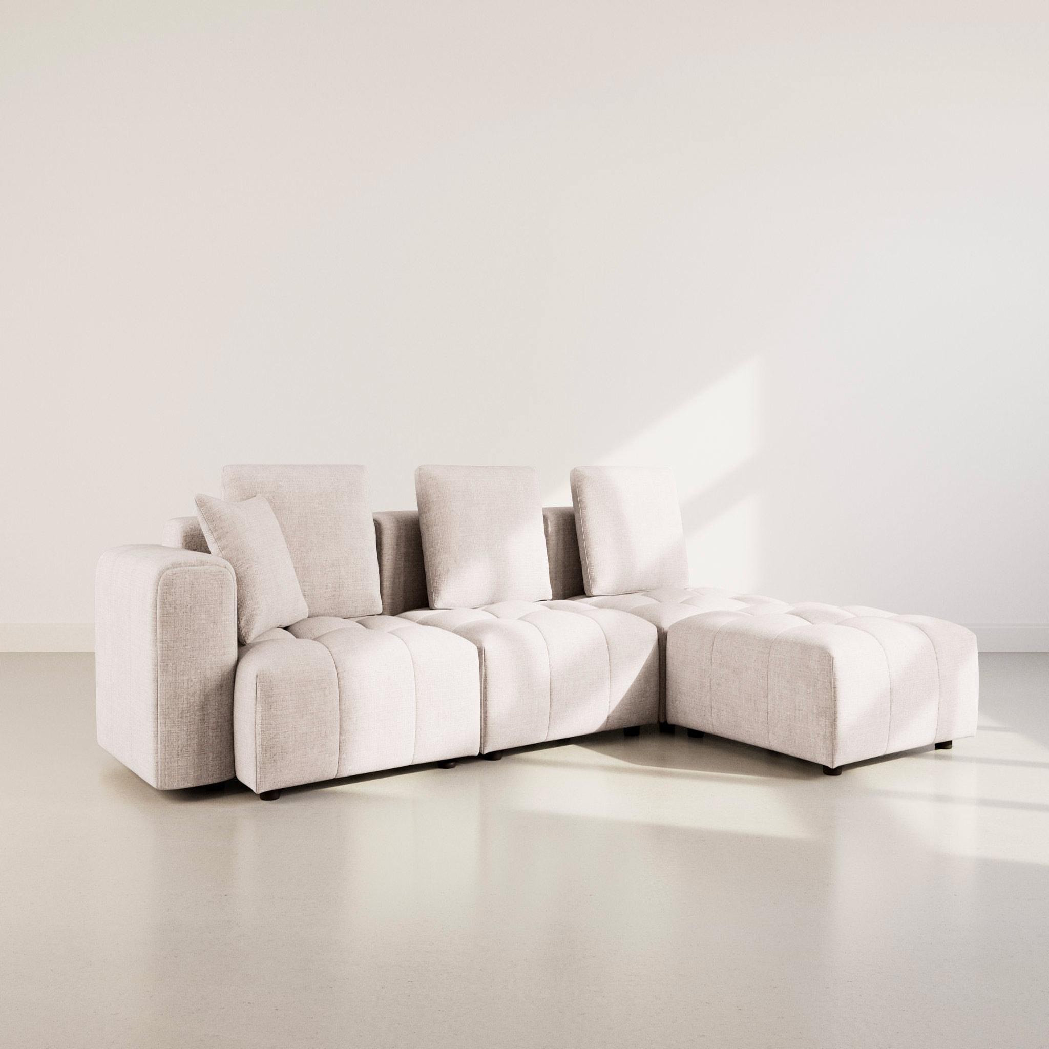Voir la diapositive 3 : BEST MOBILIER Colette - canapé modulable d'angle réversible 4 places en velours texturé