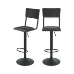 Rendez vous déco Lot de 2 chaises de bar réglables 60/80 cm en bois noir - Clem. Coloris disponibles : Marron, Noir