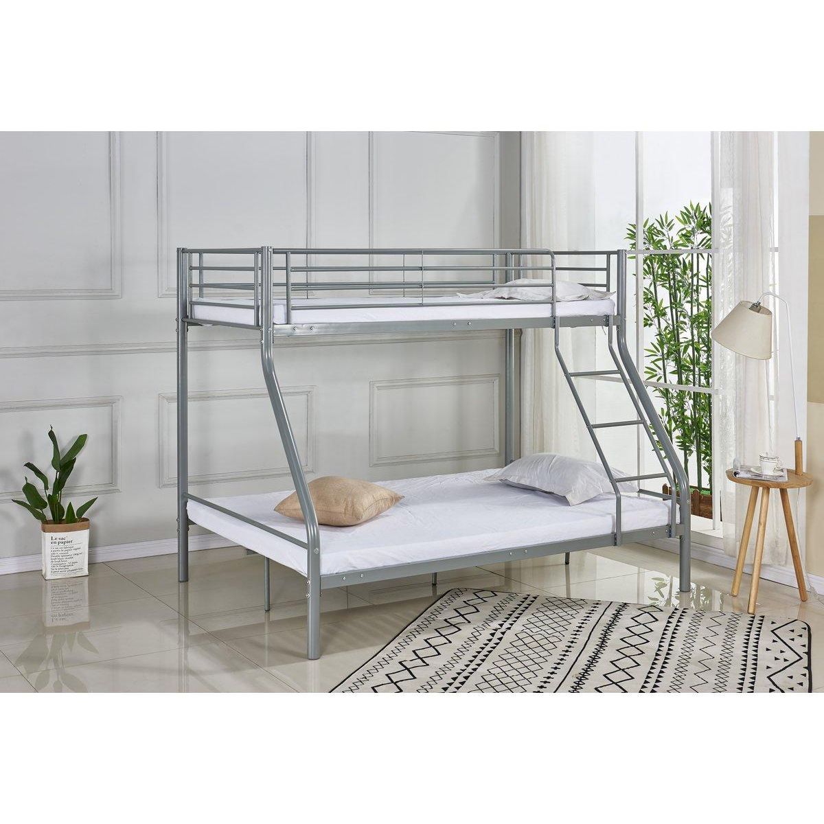 Habitat et Jardin Lit superposé en métal  Leo  Sommiers inclus - 90/140 x 190 cm - Gris