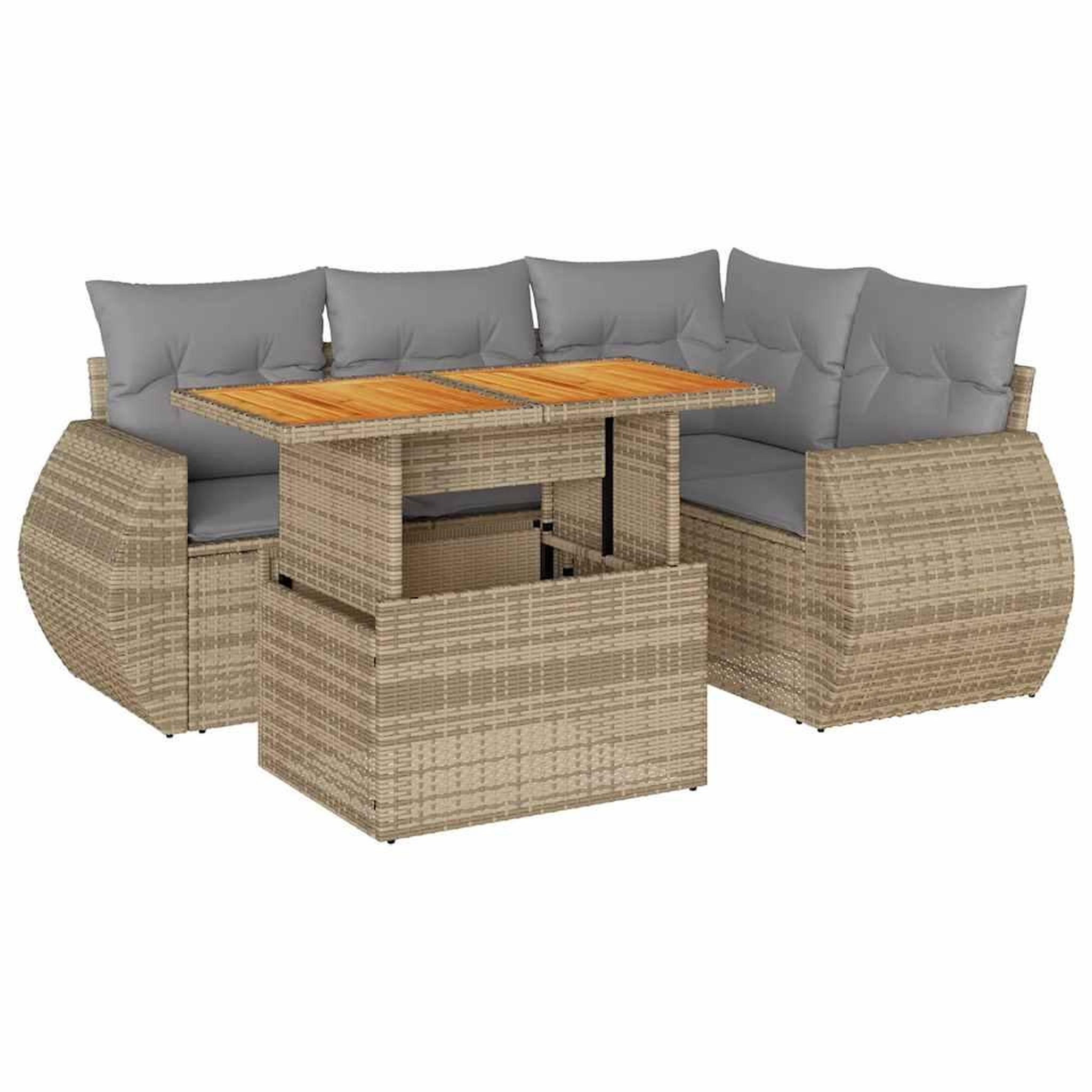 Voir la diapositive 2 : VIDAXL Salon de jardin avec coussins 5 pcs beige resine tressee
