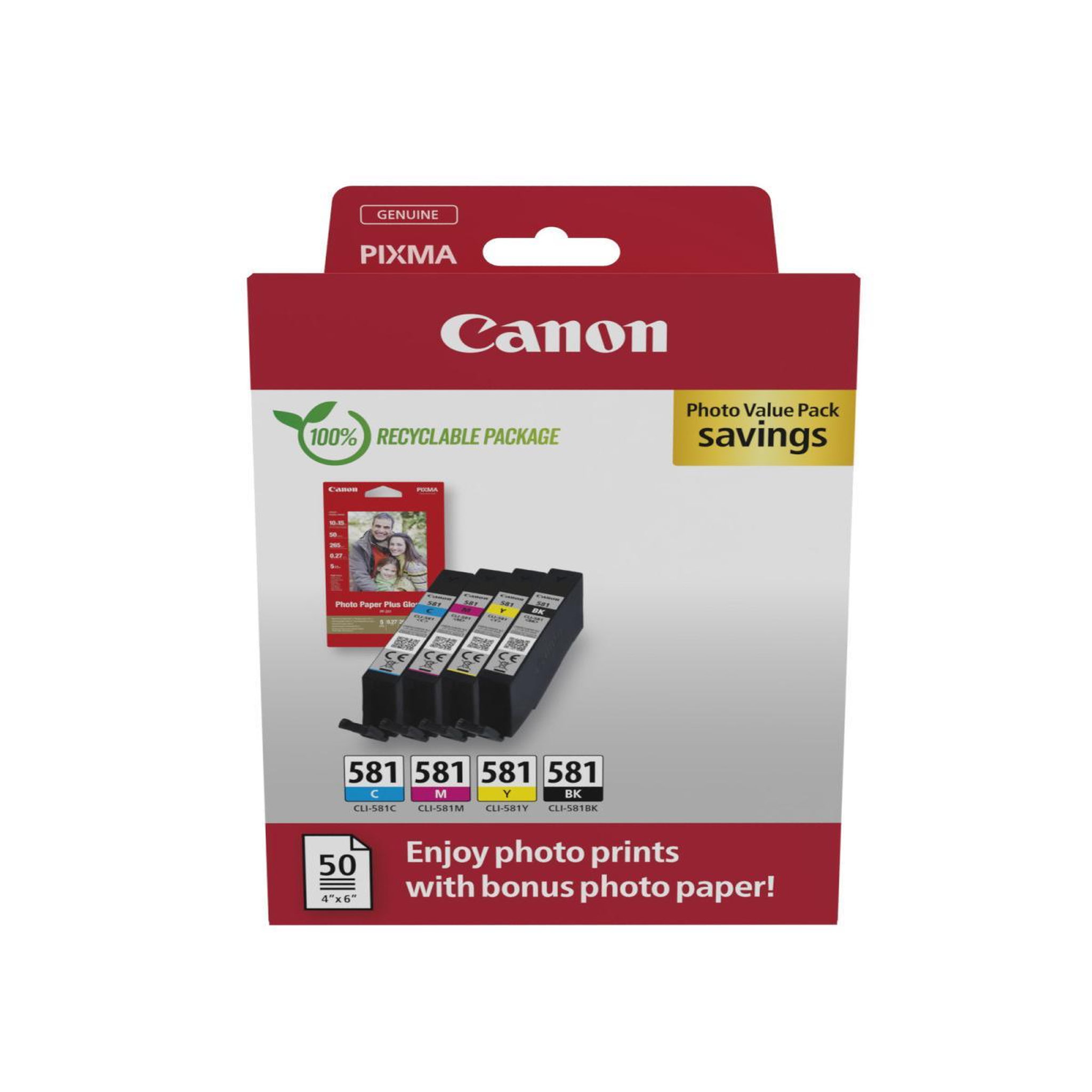 Voir la diapositive 2 : Canon Cartouches d'encre Canon CLI-581 Pack Photo Valeur - Noir, Cyan, Magenta, Jaune