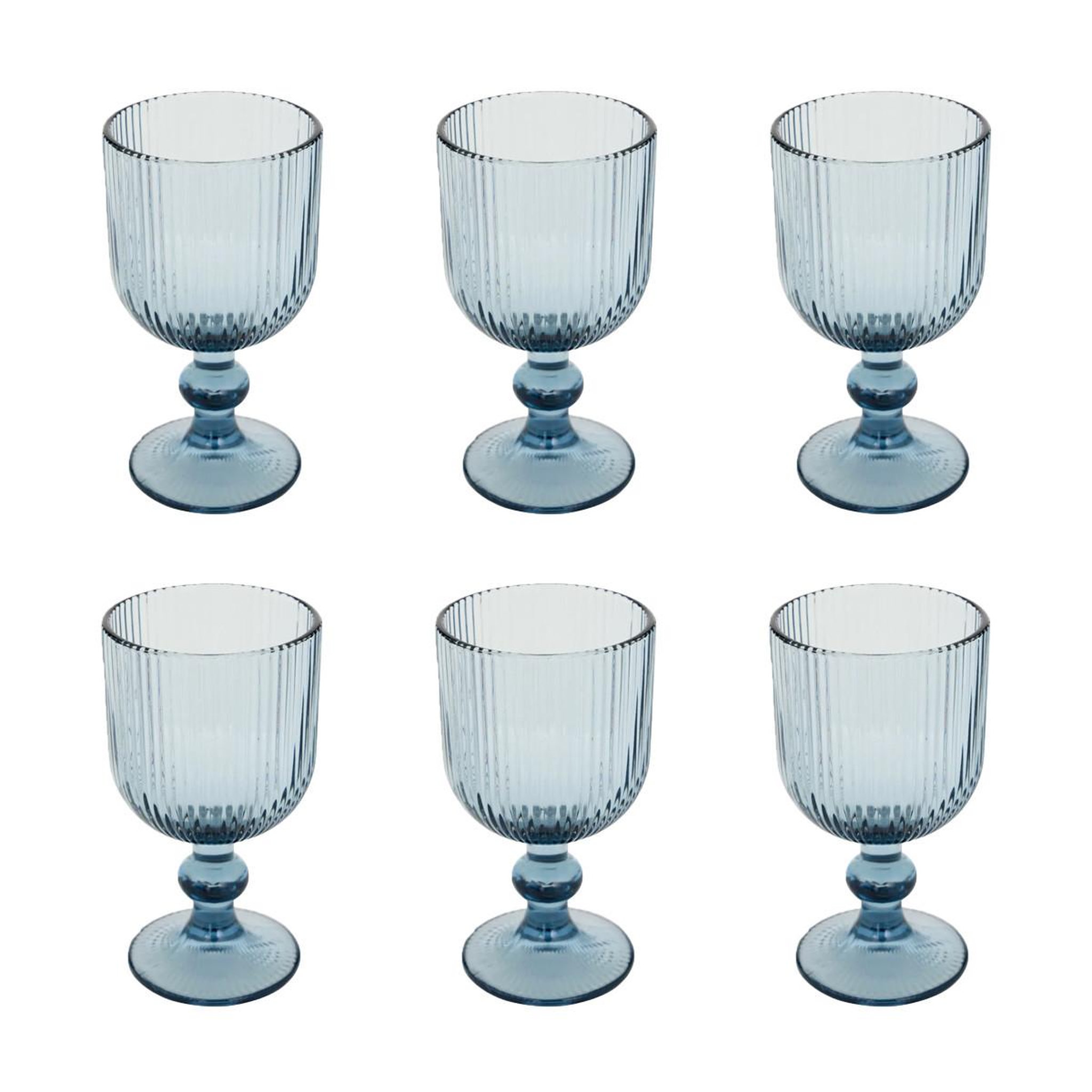 SECRET DE GOURMET Lot de 6 verres à vin strie  ema  25cl bleu
