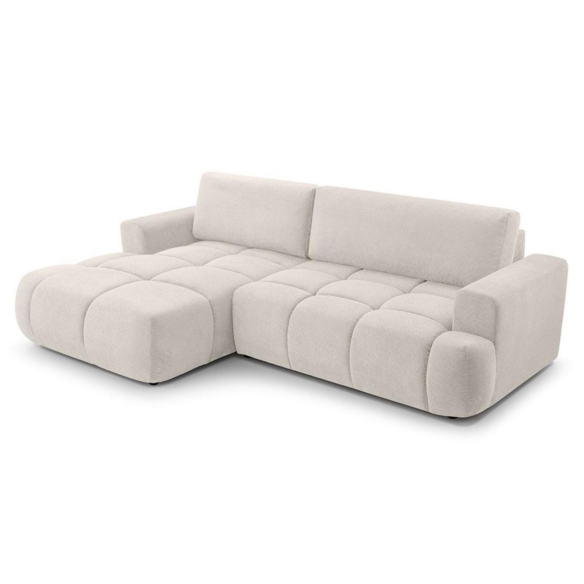 BEST MOBILIER Leonie - canapé d'angle gauche 4 places convertible avec coffre en velours texturé