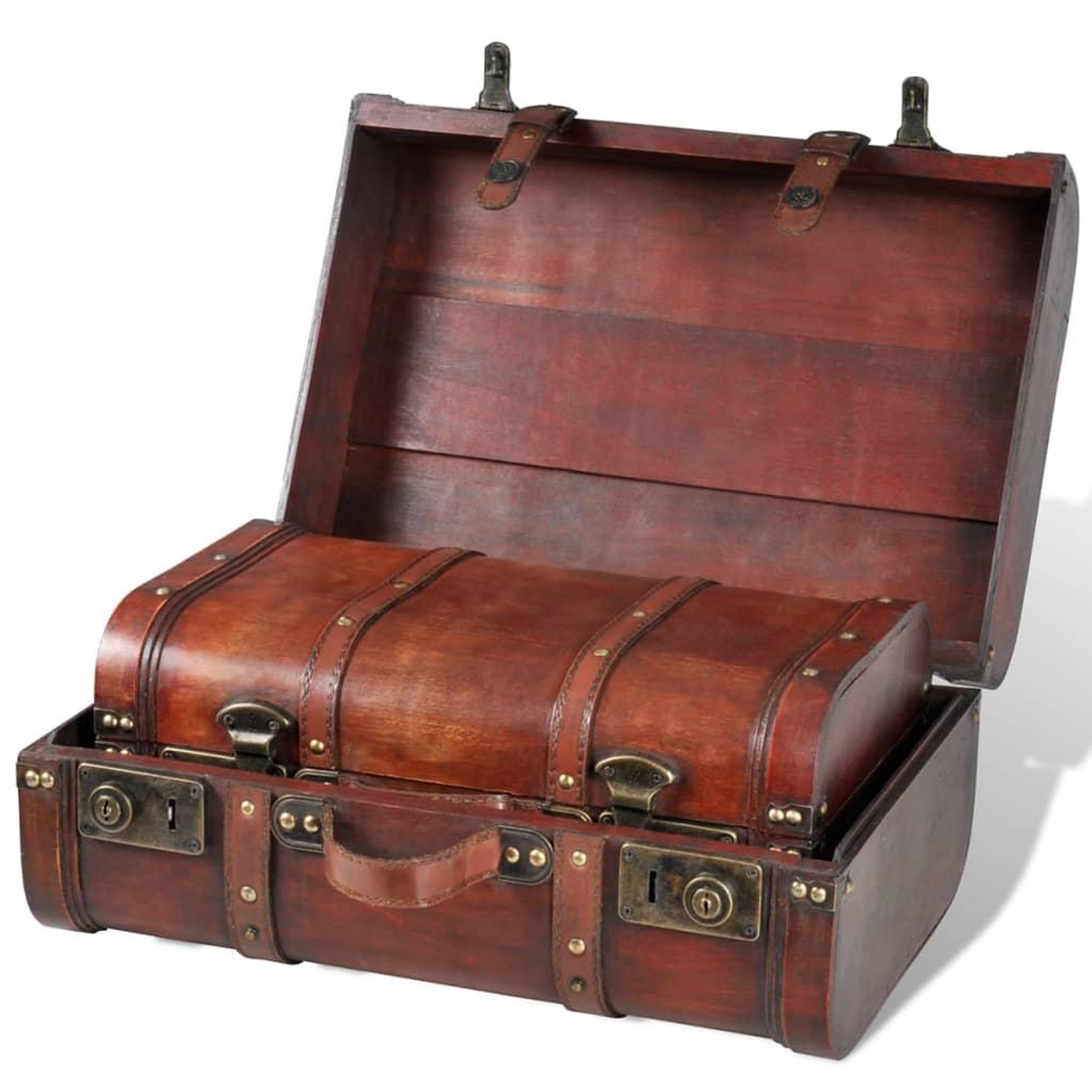 Voir la diapositive 3 : VIDAXL Coffre de rangement vintage Bois Marron 2 pcs