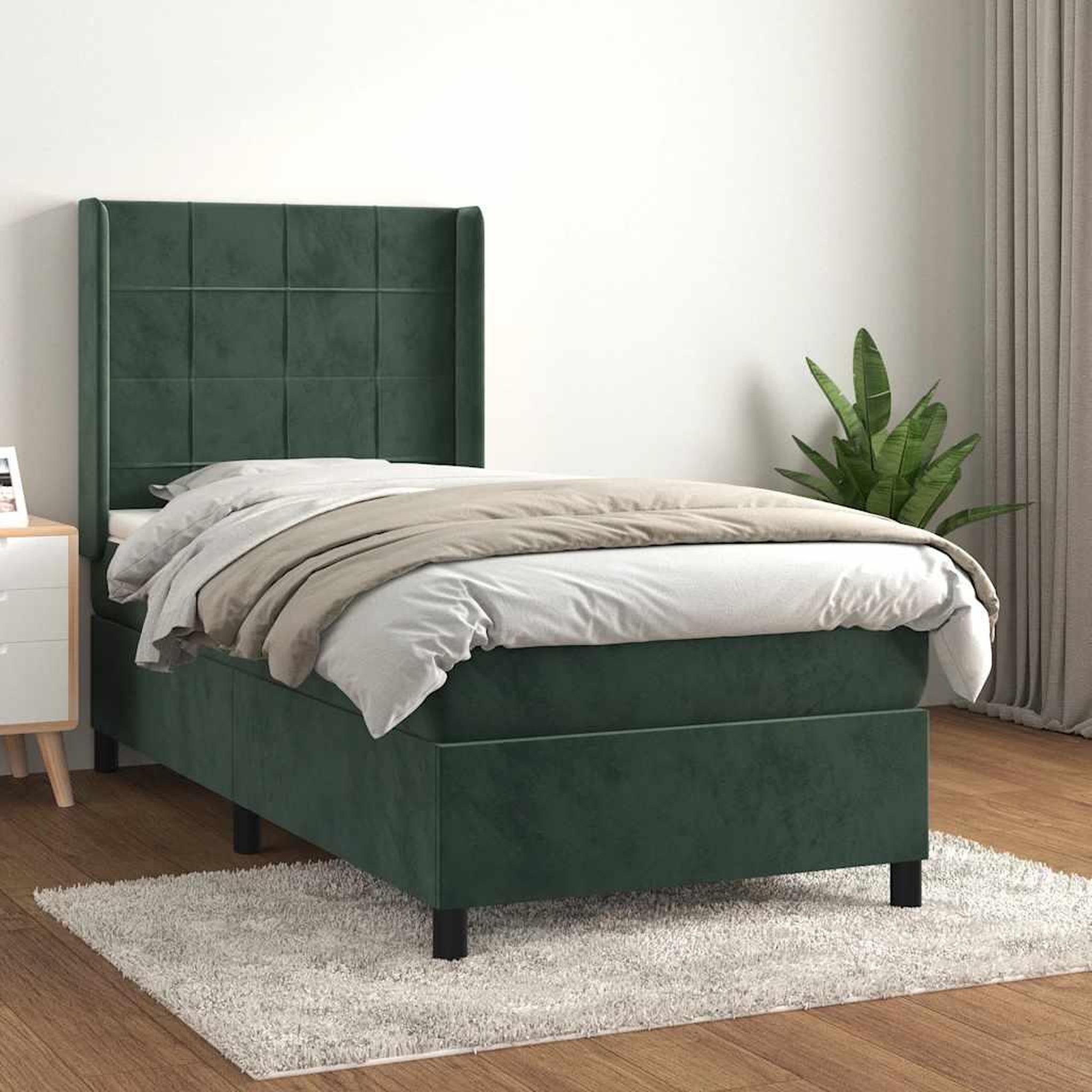 VIDAXL Sommier a lattes de lit et matelas Vert fonce 80x200 cm Velours