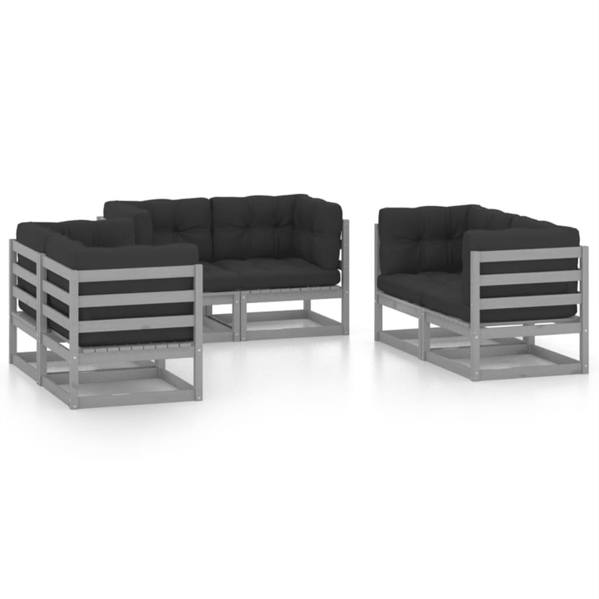 Voir la diapositive 2 : VIDAXL Salon de jardin 6 pcs avec coussins Bois de pin massif