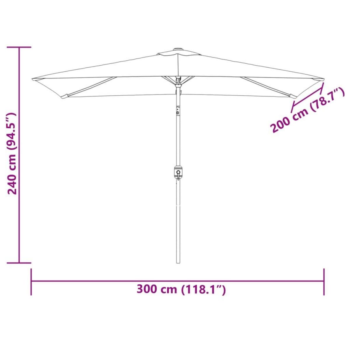 VIDAXL Parasol d'exterieur avec poteau en metal 300x200 cm Azure