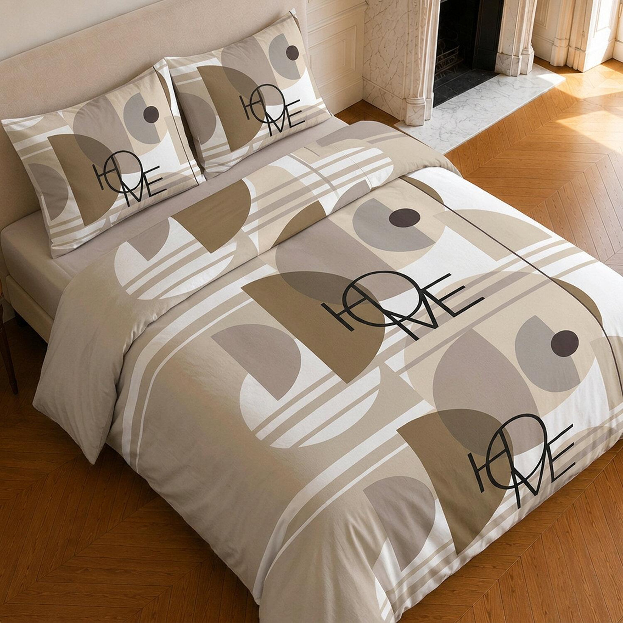 Voir la diapositive 4 : Home collection Parure housse de couette imprimée 100% coton 57 fils - théodore home - 220x240 cm