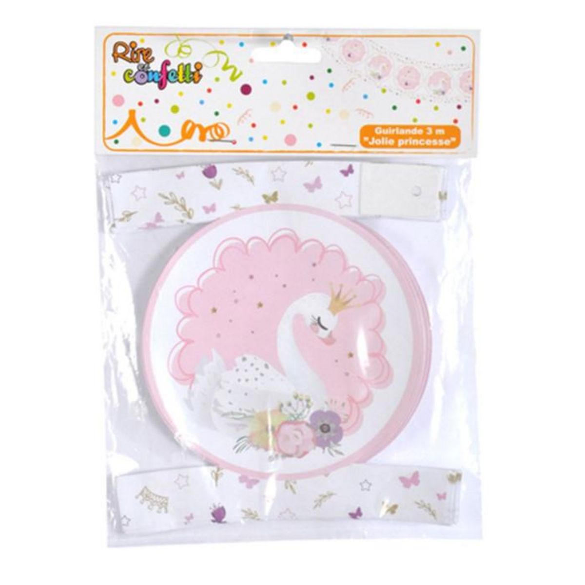 Paris Prix Guirlande Imprimée  Cygne  3m Rose & Blanc