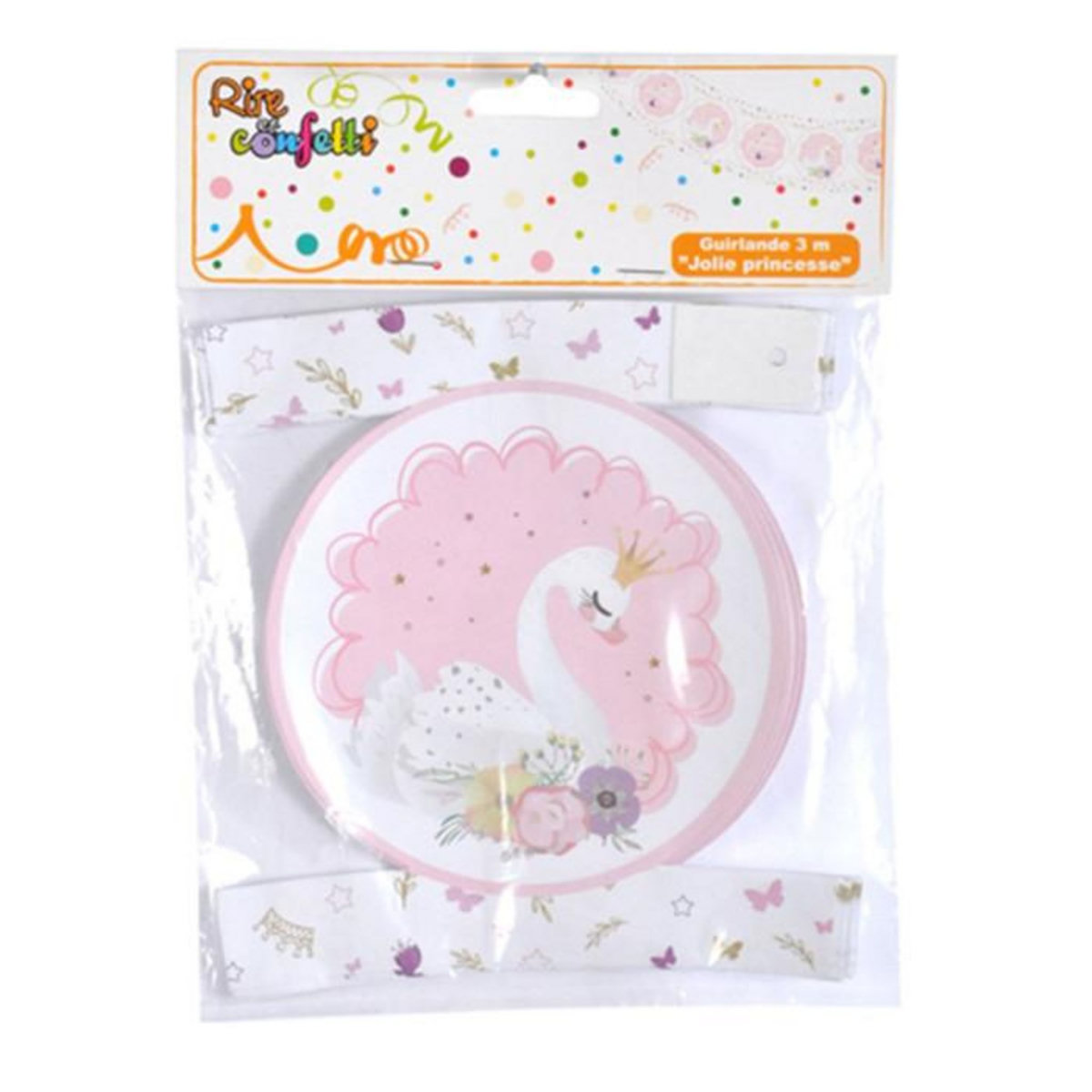 Paris Prix Guirlande Imprimée  Cygne  3m Rose & Blanc