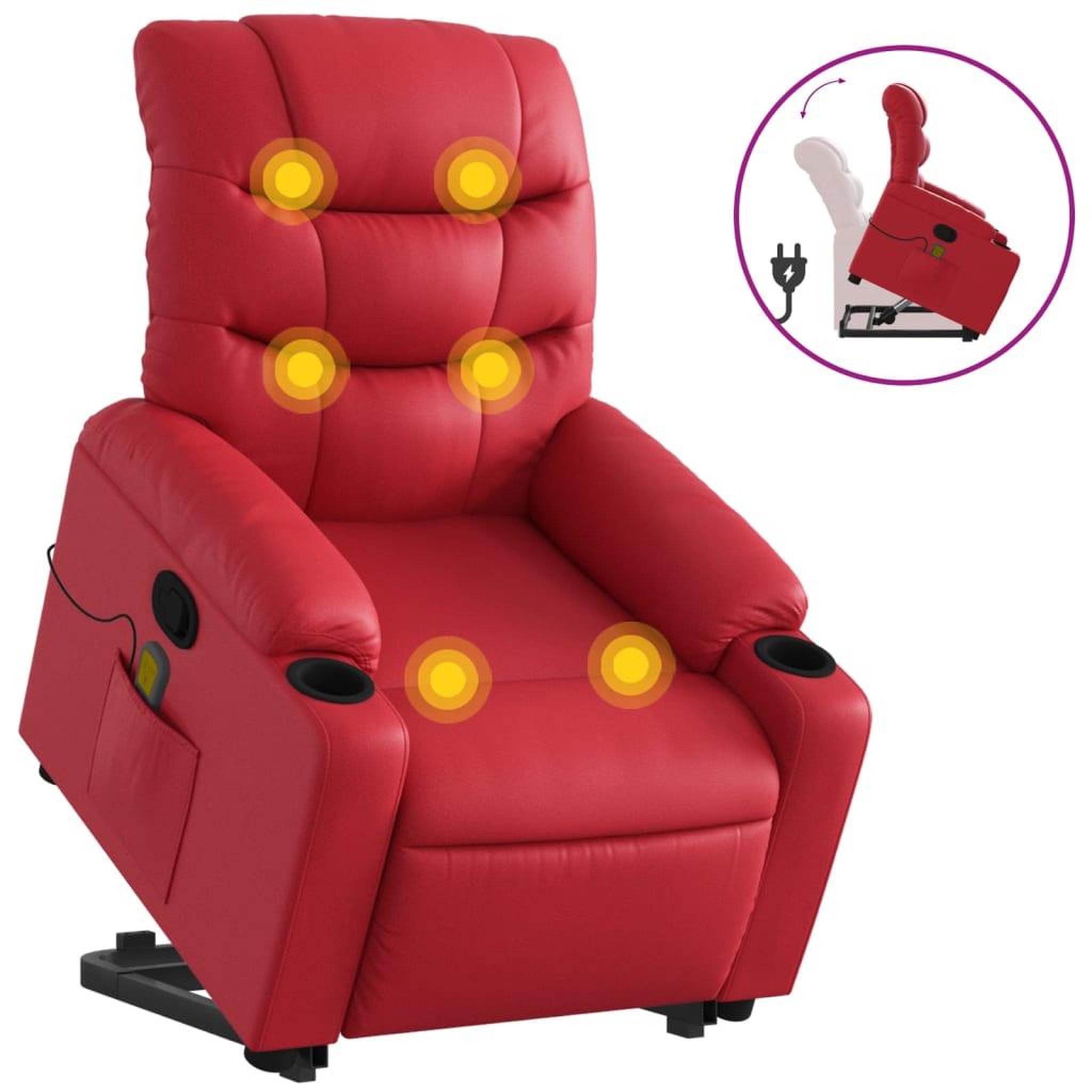 Voir la diapositive 2 : VIDAXL Fauteuil inclinable de massage Rouge Similicuir