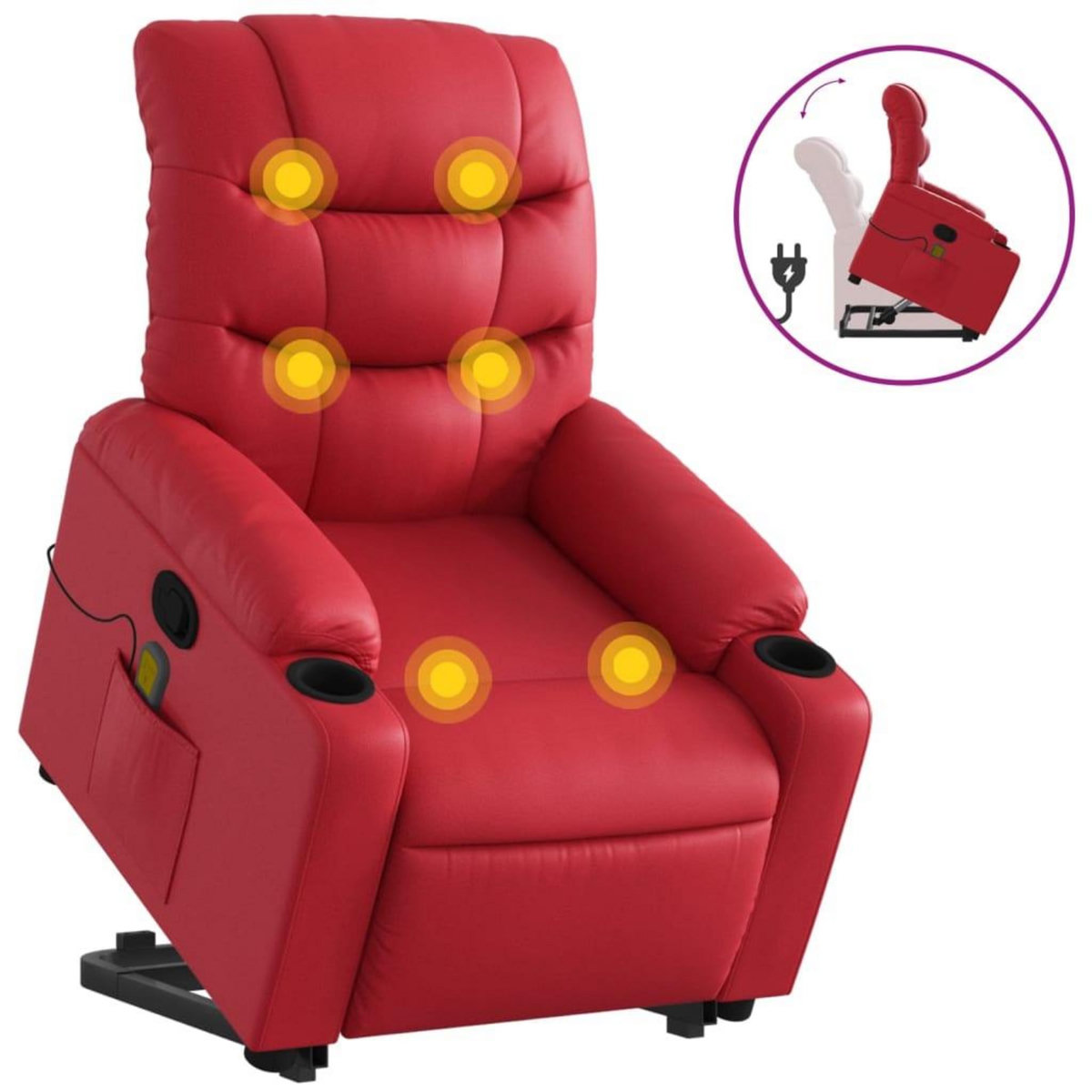 VIDAXL Fauteuil inclinable de massage Rouge Similicuir