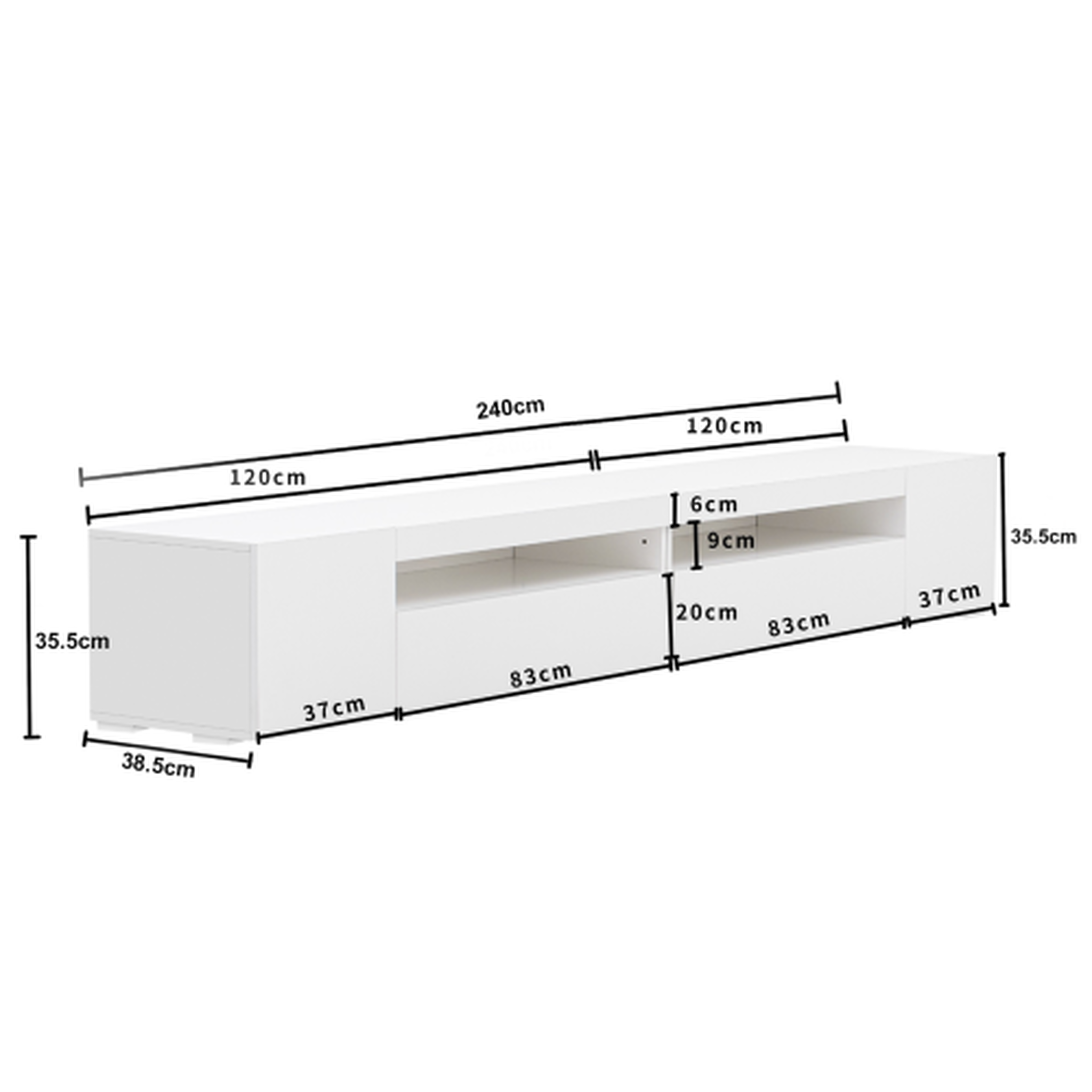 Voir la diapositive 3 : MERAX Meuble tv blanc 240 cm led mdf