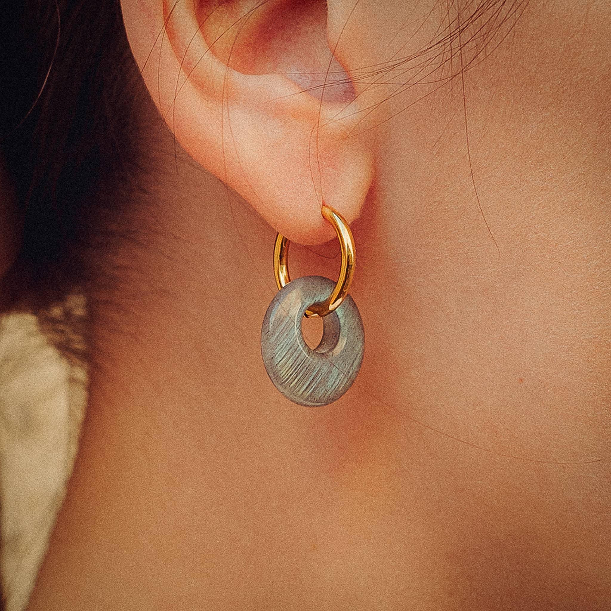 Voir la diapositive 2 : SLOYA Boucles d'oreilles Blima en pierres Labradorite