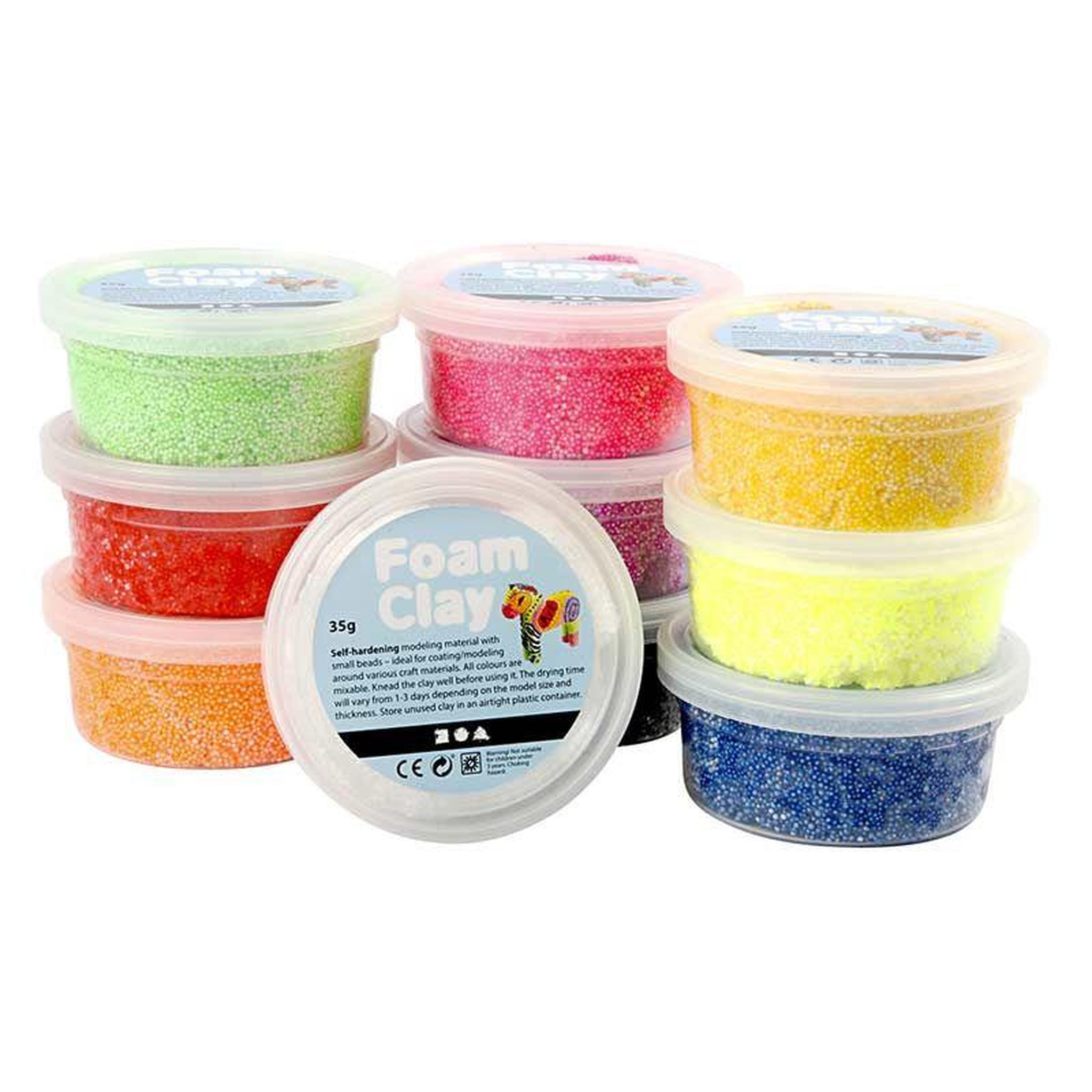 Voir la diapositive 2 : CREATIV COMPANY Set 10 pâtes à modeler Foam Clay - Couleurs basiques 35 g