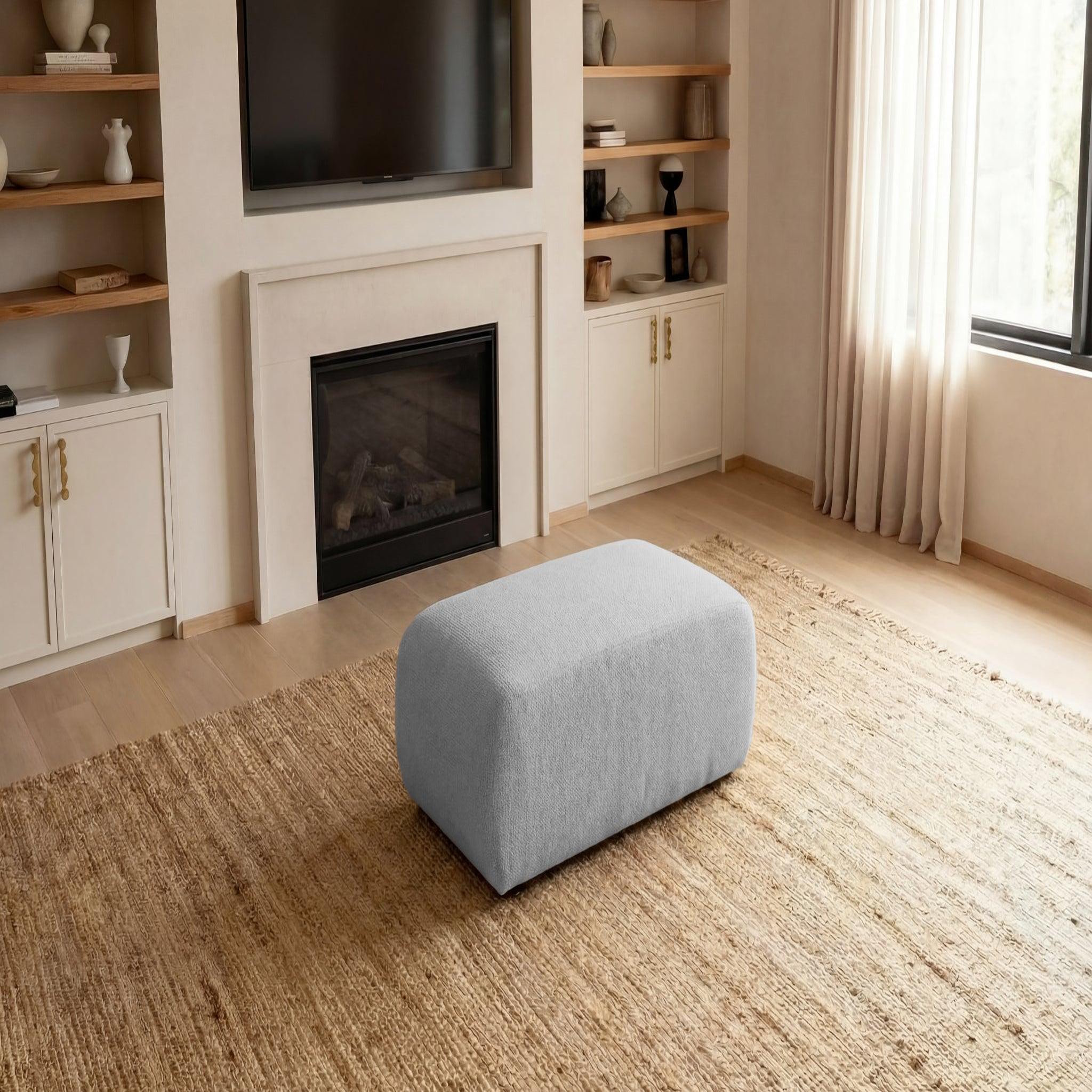Voir la diapositive 2 : CASANOVA PARIS Sacha - pouf en tissu chiné 105x57x40