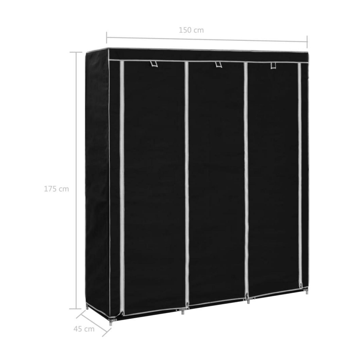 VIDAXL Armoire avec compartiments et barres Noir 150x45x175 cm Tissu