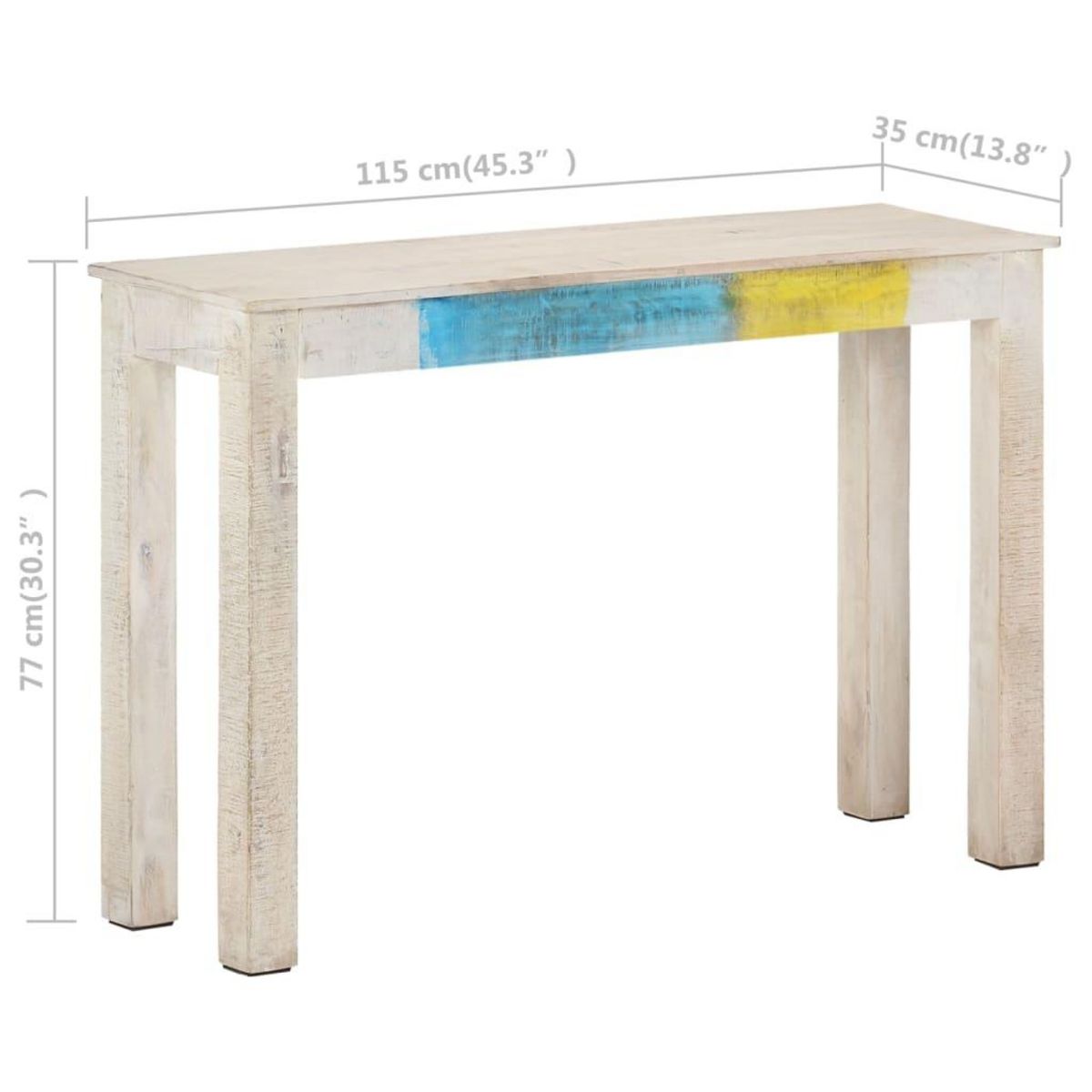 VIDAXL Table console Blanc 115x35x77 cm Bois de manguier brut