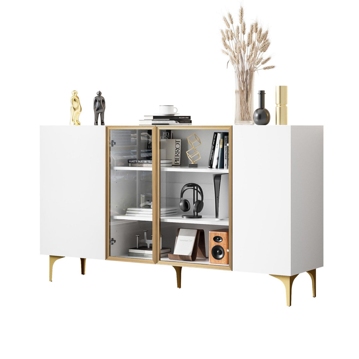 MERAX Buffet 4 porte(s) 0 tiroir(s) - 150 cm blanc mdf