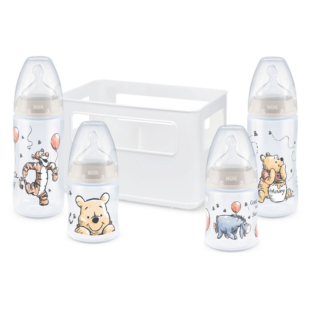 NUK Casier de 4 biberons température control Winnie l'ourson
