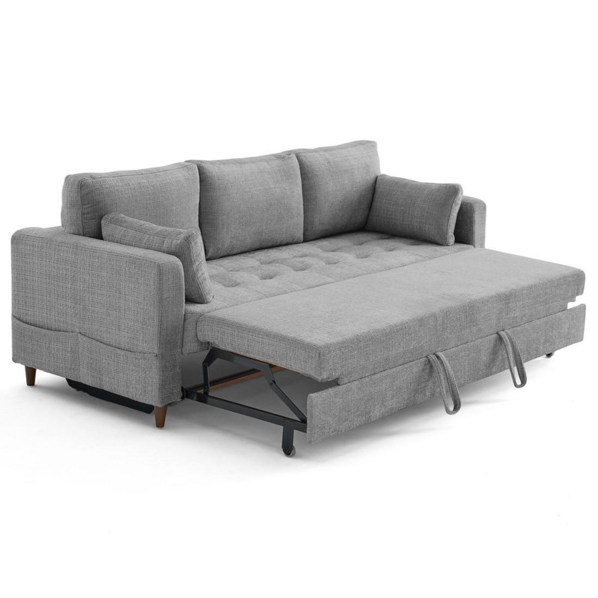 LISA DESIGN Anna - canapé droit 3 places convertible avec poche en velours texturé