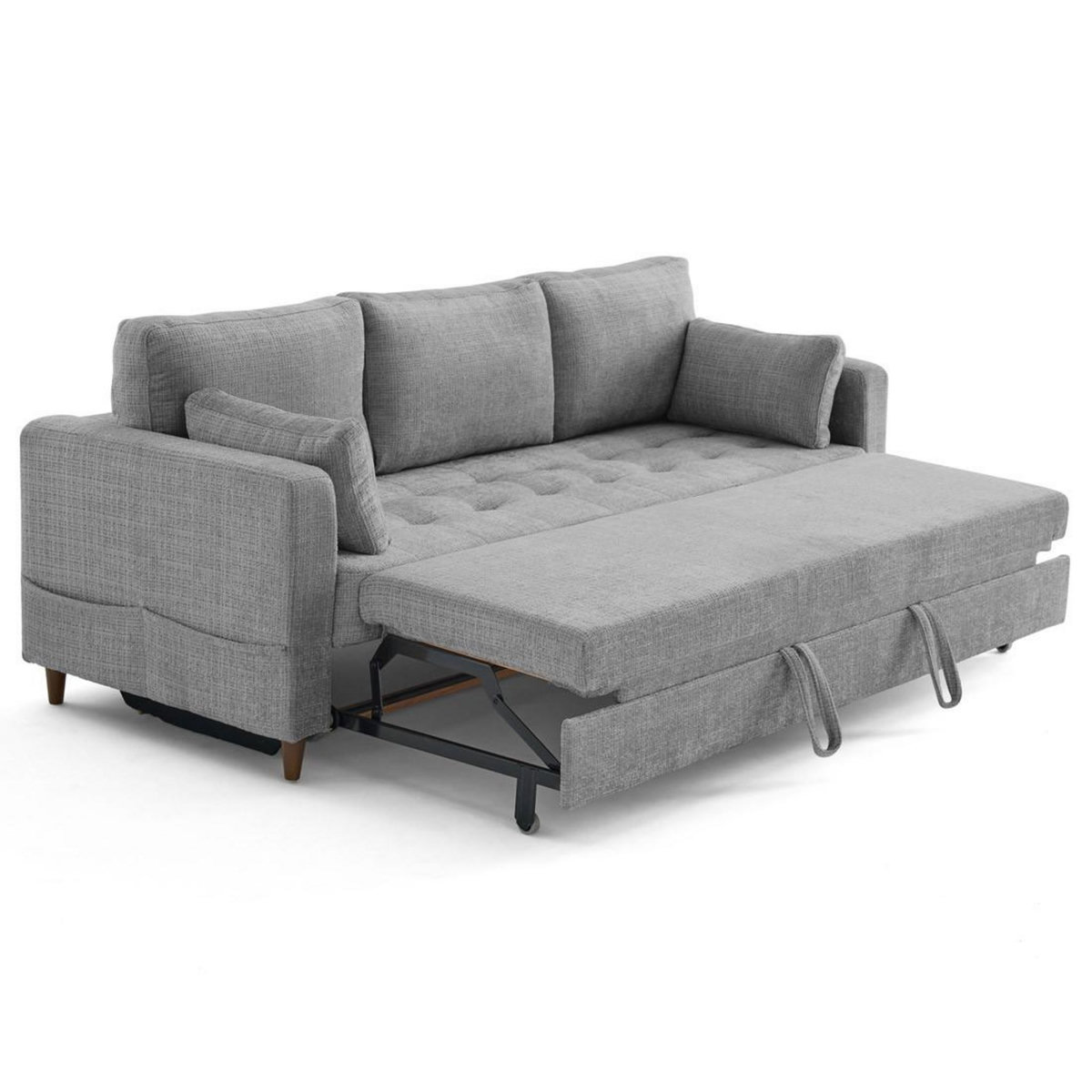 LISA DESIGN Anna - canapé droit 3 places convertible avec poche en velours texturé