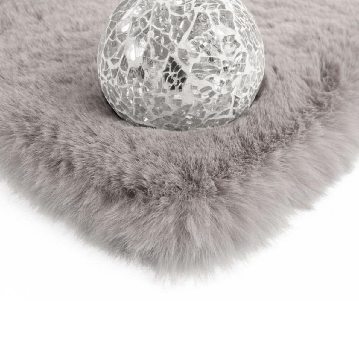 Paris Prix Tapis Uni Rond Doux à Poils Longs  Rabbit  Argent