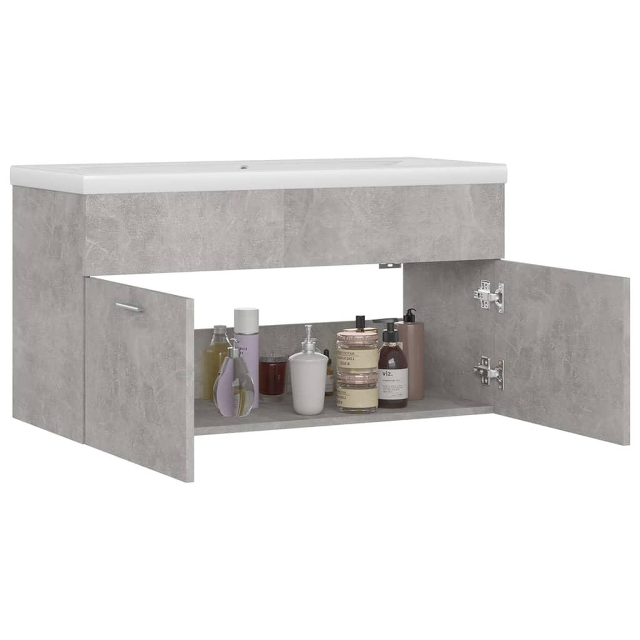 Voir la diapositive 4 : VIDAXL Armoire d'evier et lavabo integre Gris beton Bois d'ingenierie