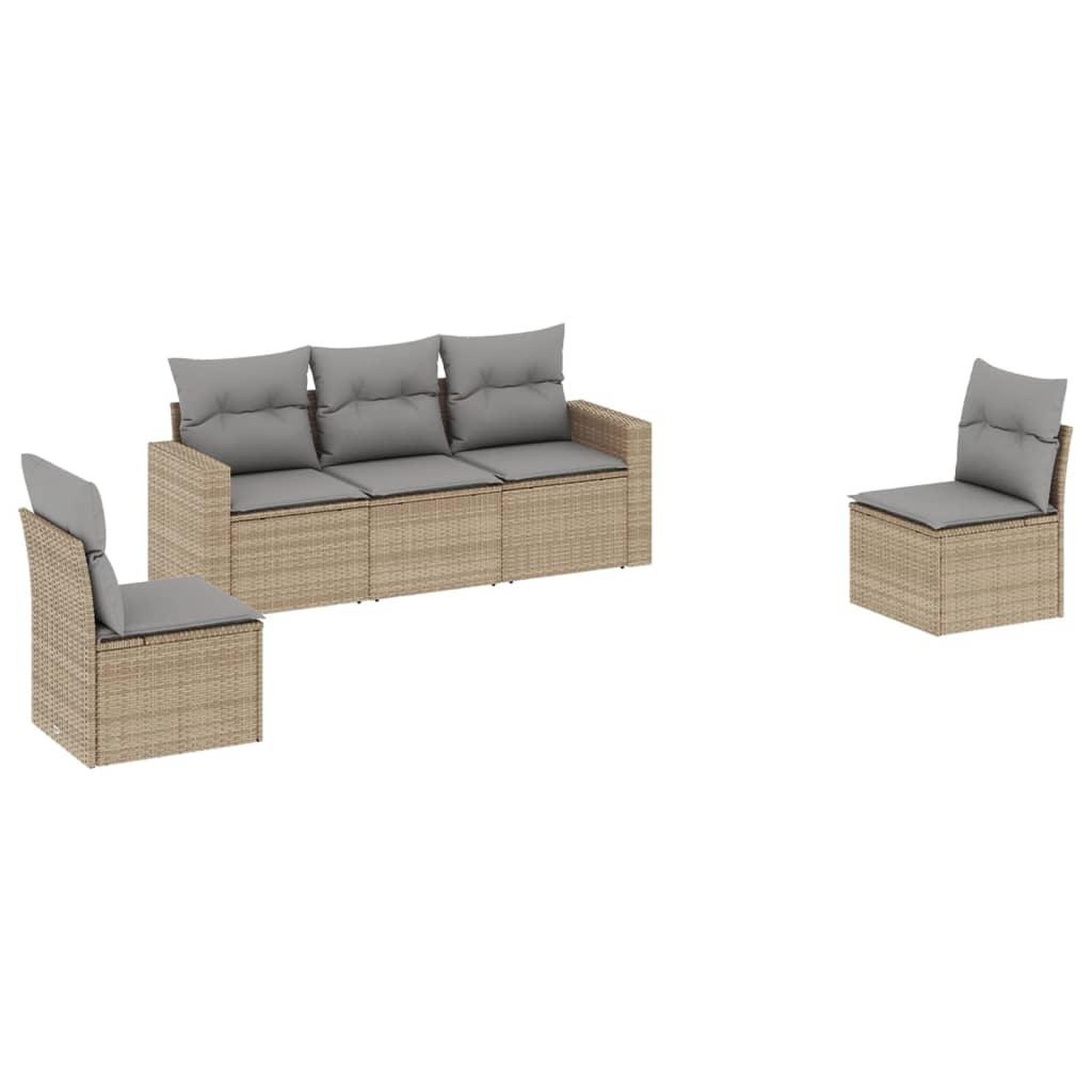 Voir la diapositive 2 : VIDAXL Salon de jardin avec coussins 5 pcs beige resine tressee