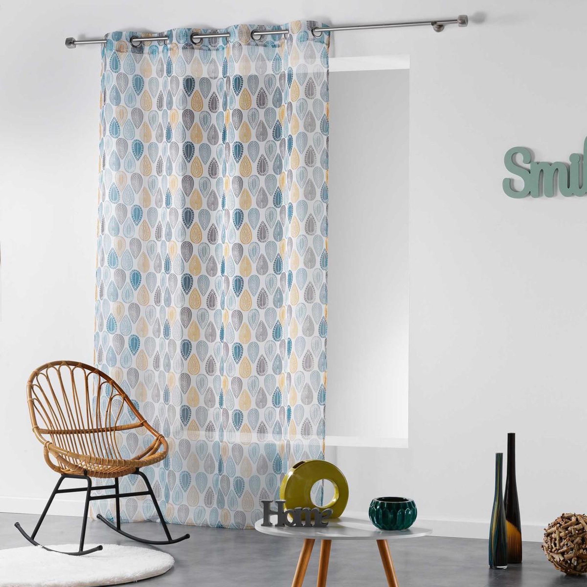 Douceur d'Intérieur Rideau voilage  palpito  140x240cm blanc & bleu