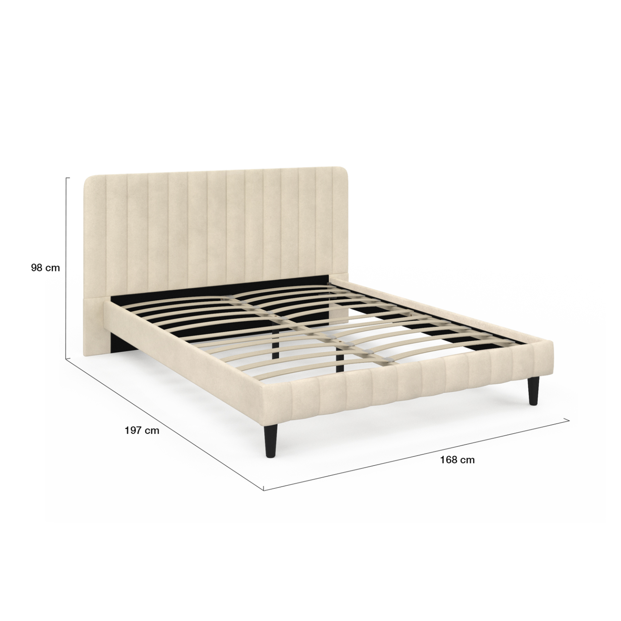 Voir la diapositive 4 : ID MARKET Lit double annie avec tête de lit et sommier 140 x 190 cm velours beige