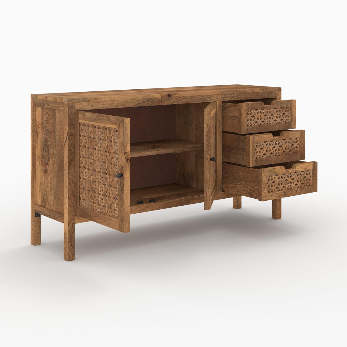 Rendez vous déco Buffet ajouré en bois de manguier-Jaya